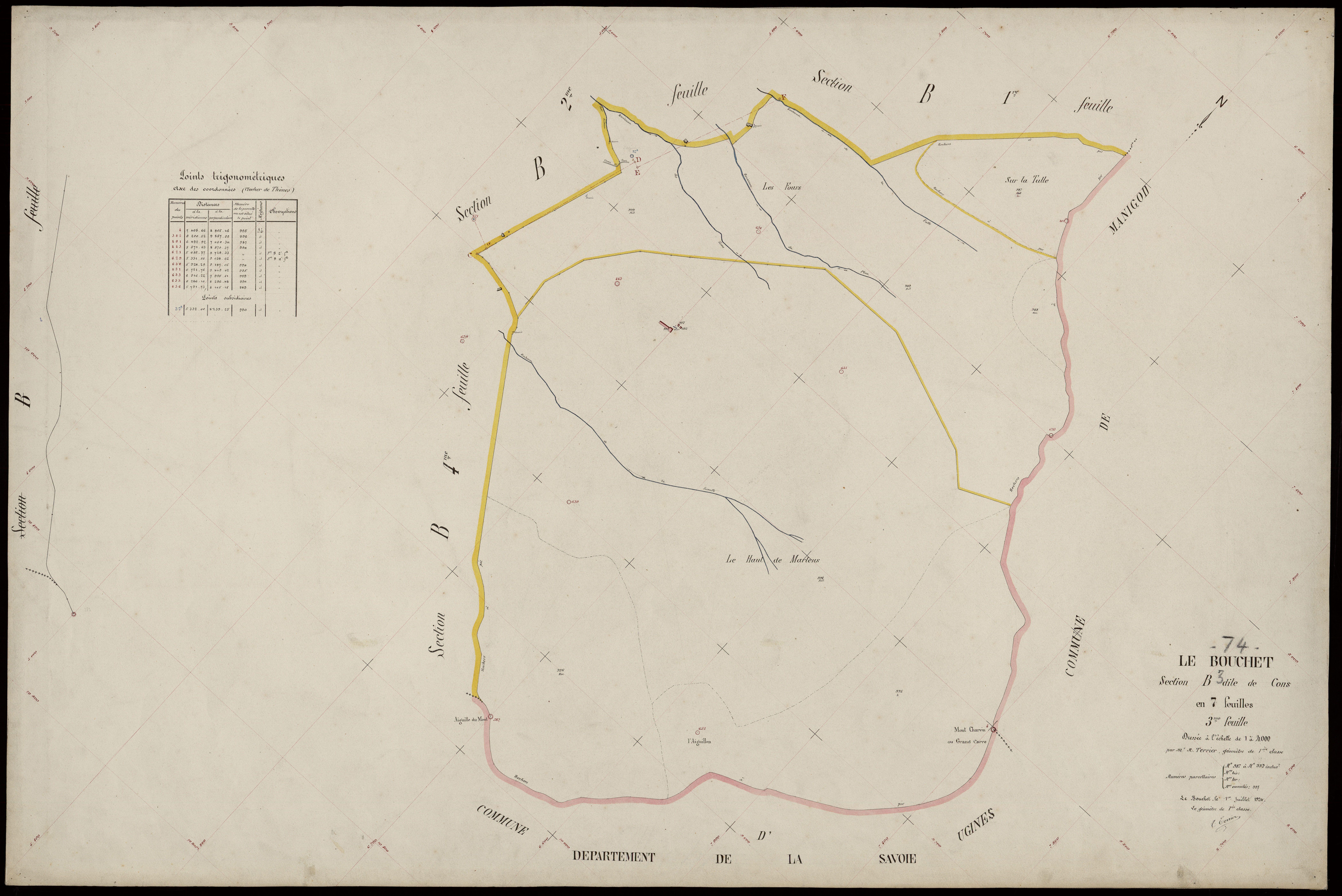 3 P 3 3002 - Feuille n° 4, parcelles n° 998 à 1046 - 1er juillet 1924