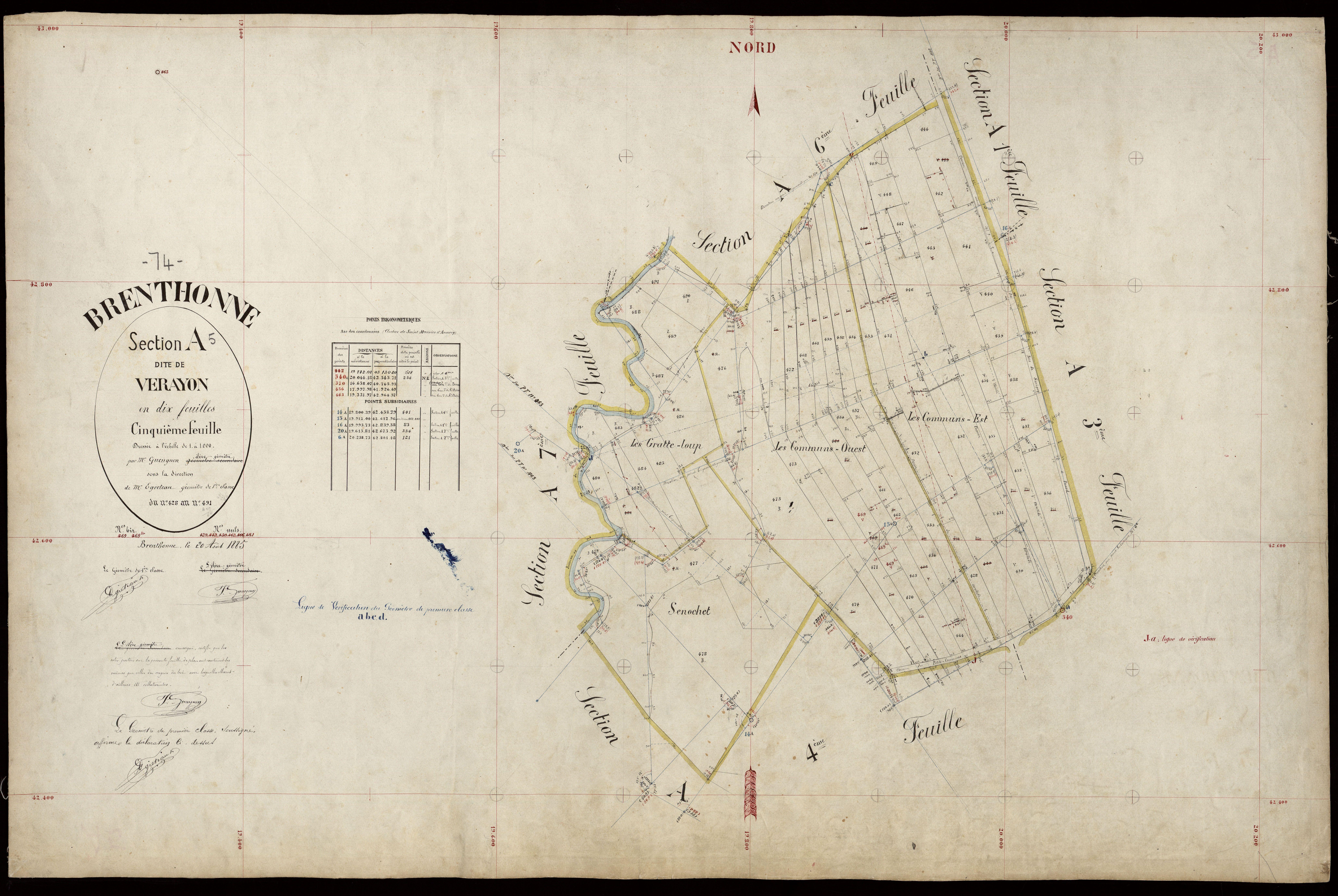 3 P 3 3043 - Feuille n° 6, parcelles n° 492 à 36 - 20 août 1885