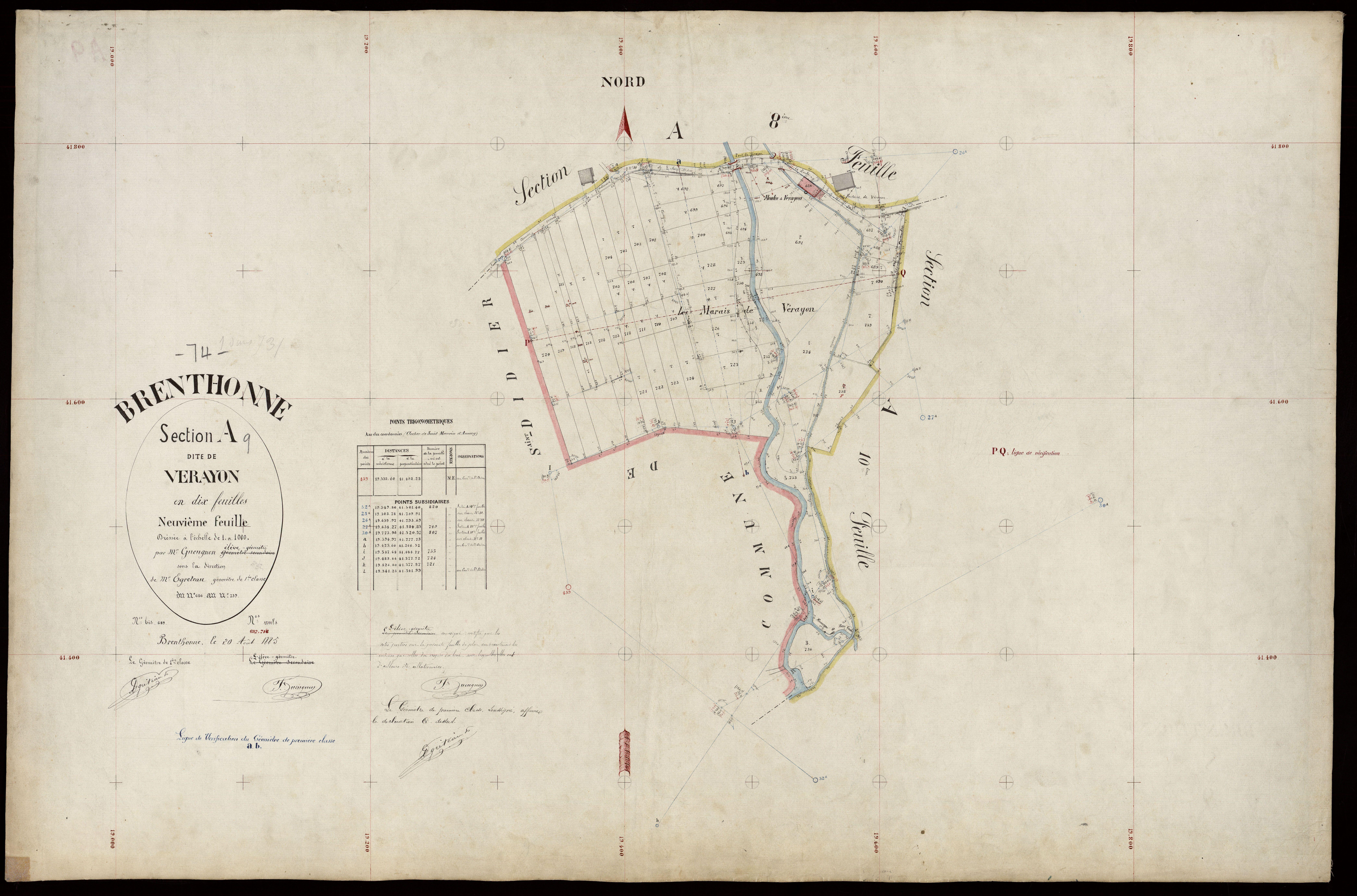 3 P 3 3047 - Feuille n° 10, parcelles n° 740 à 896 - 20 août 1885