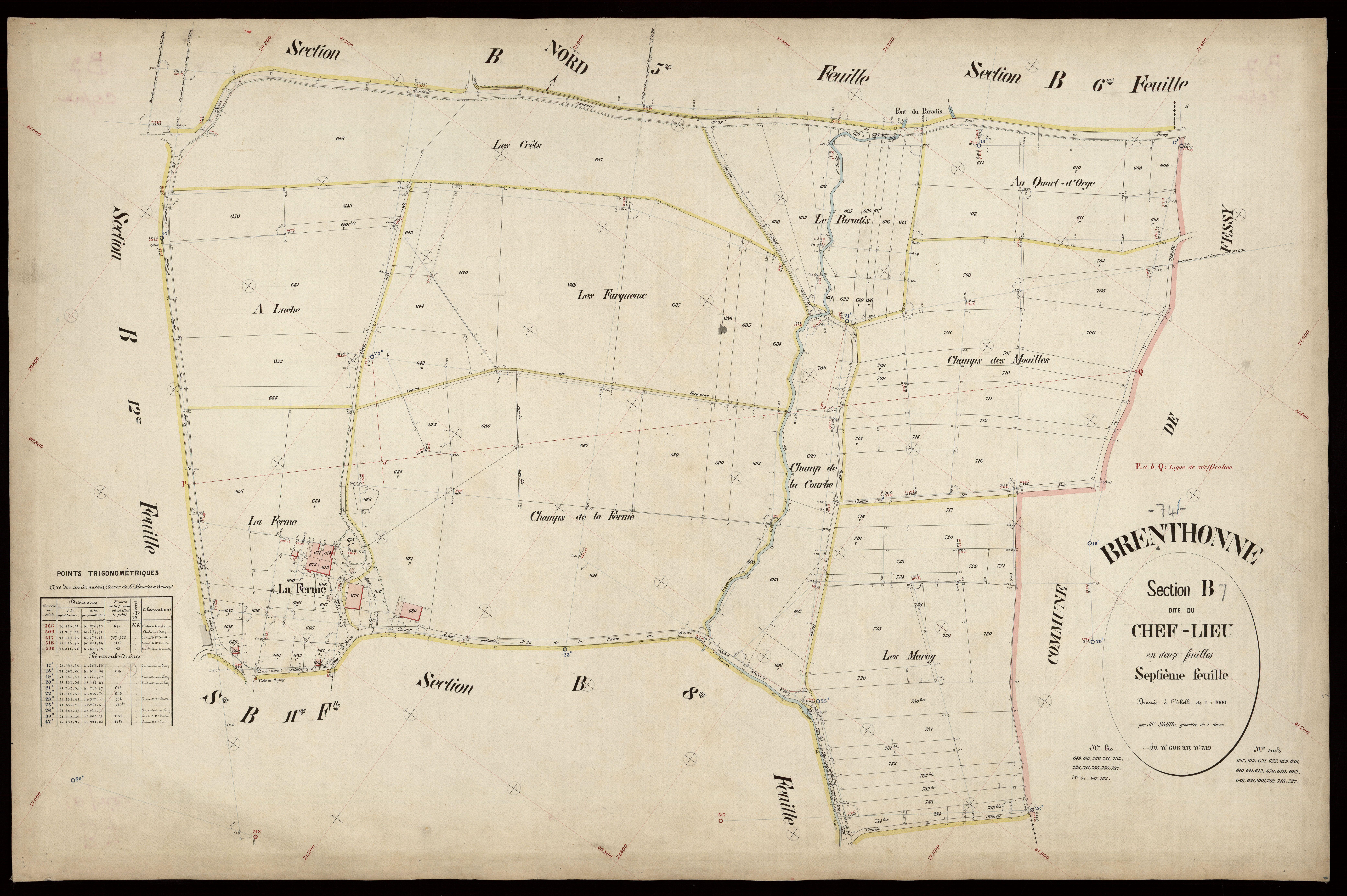 3 P 3 3056 - Feuille n° 8, parcelles n° 740 à 876 - 20 août 1885