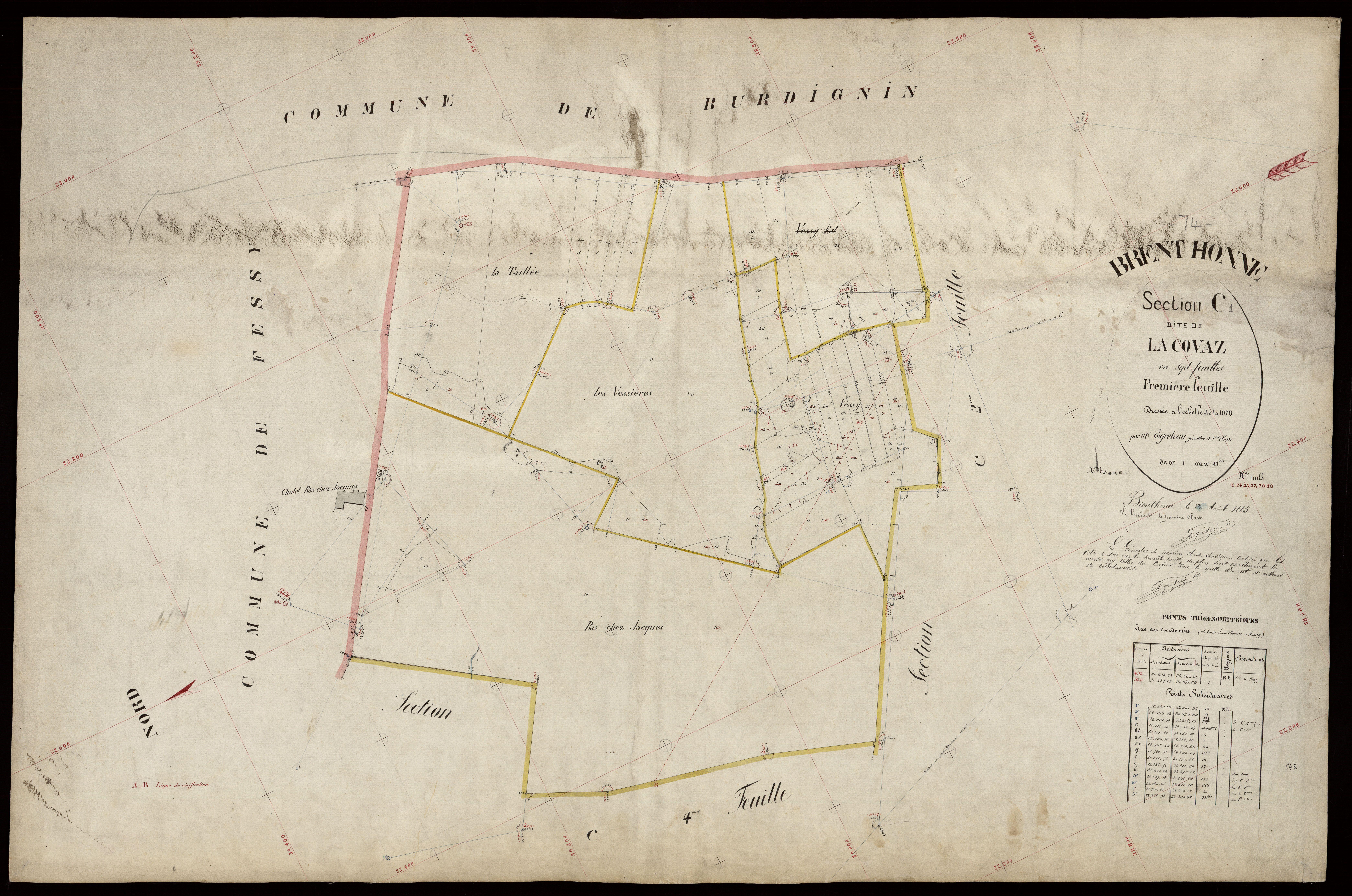 3 P 3 3062 - Feuille n° 2, parcelles n° 44 à 16 - 20 août 1885