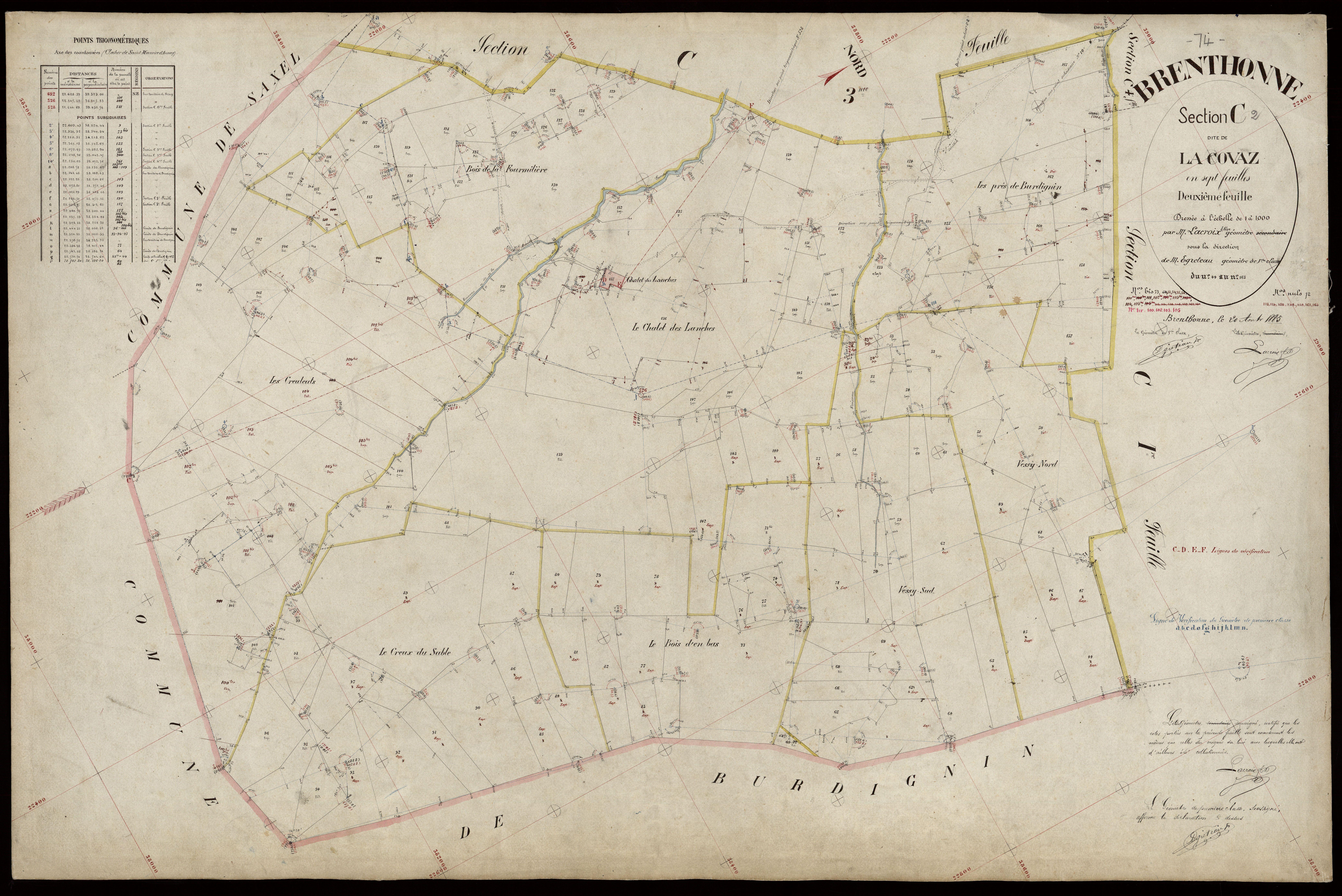 3 P 3 3063 - Feuille n° 3, parcelles n° 166 à 222 - 20 août 1885