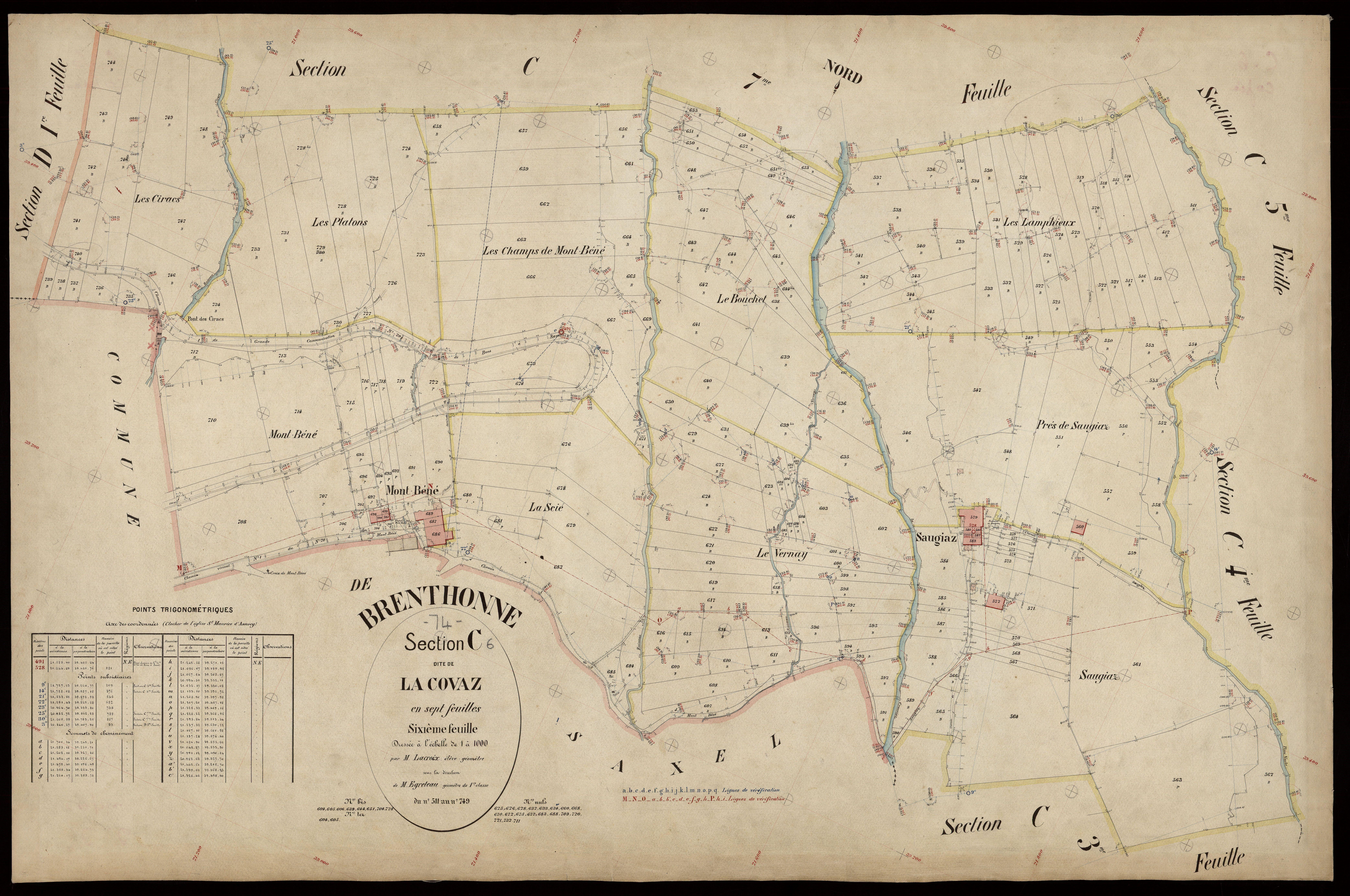3 P 3 3068 - Feuille n° 7, parcelles n° 70 à 974 -