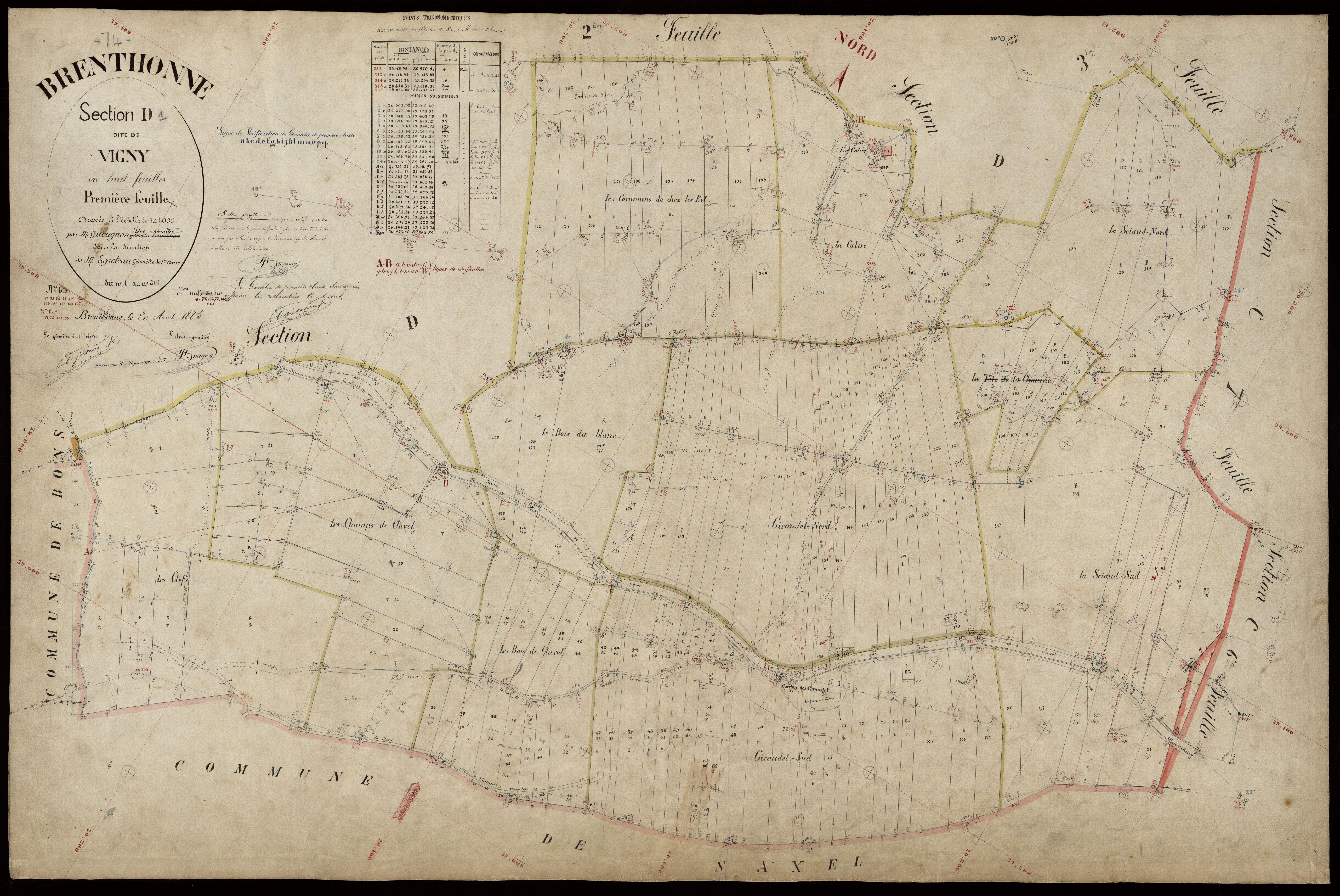 3 P 3 3070 - Feuille n° 2, parcelles n° 21 à 44 - 20 août 1885