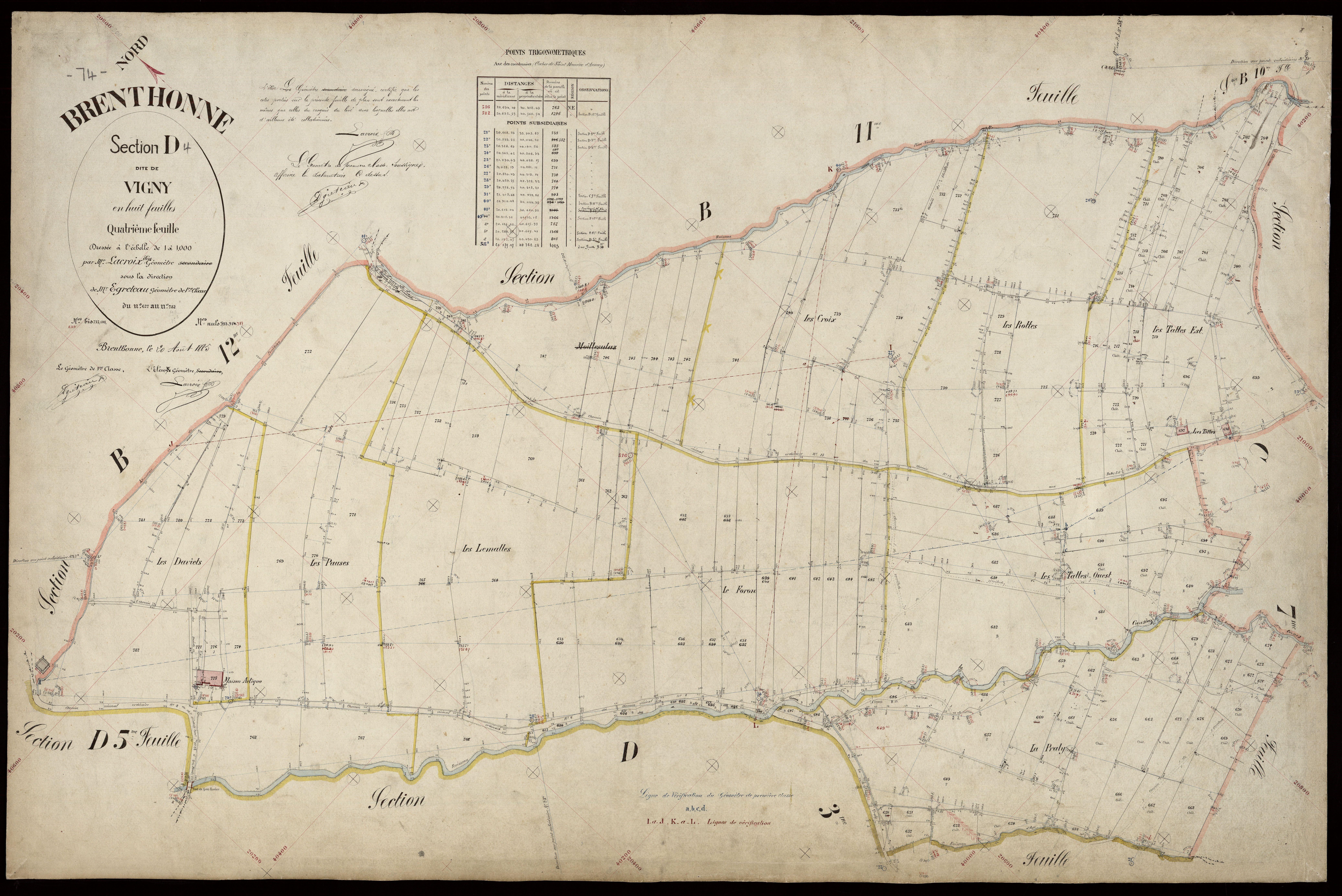 3 P 3 3073 - Feuille n° , parcelles n° 783 à 879 - 20 août 1885