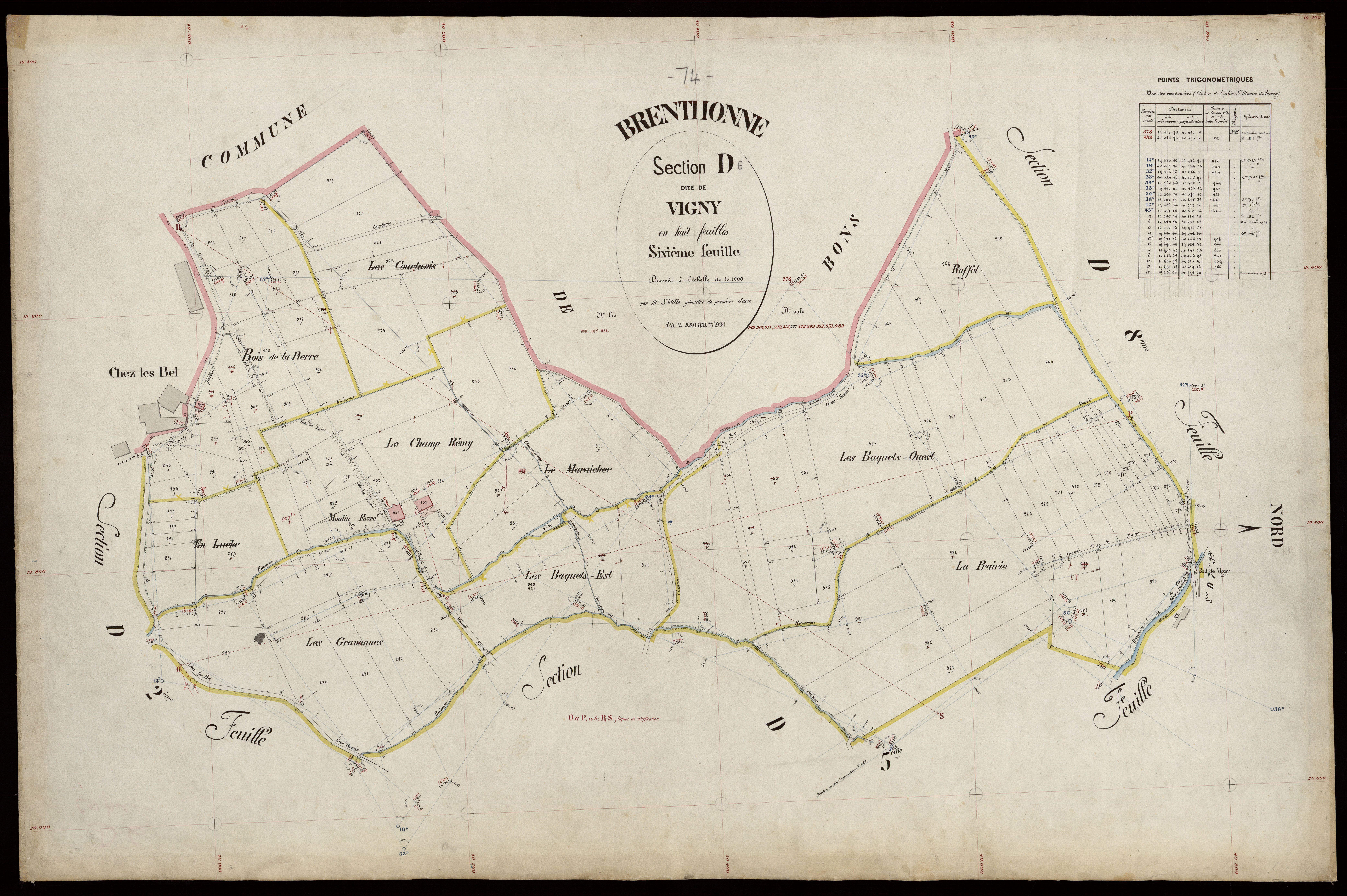 3 P 3 3075 - Feuille n° 7, parcelles n° 992 à 1269 -