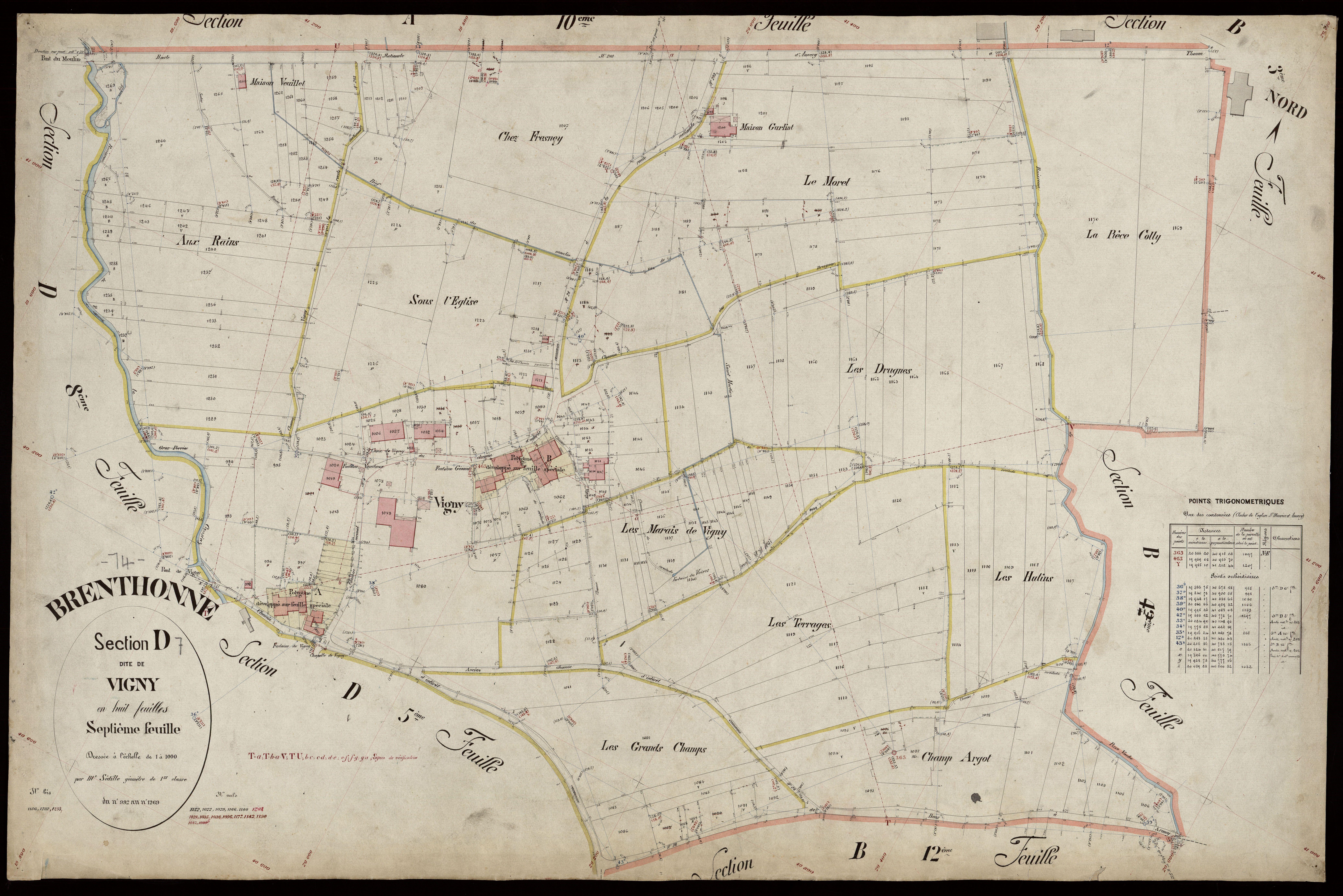 3 P 3 3076 - Feuille n° 7 bis, parcelles n° 998 à 1017 et 10 à 1072 - 20 août 1885