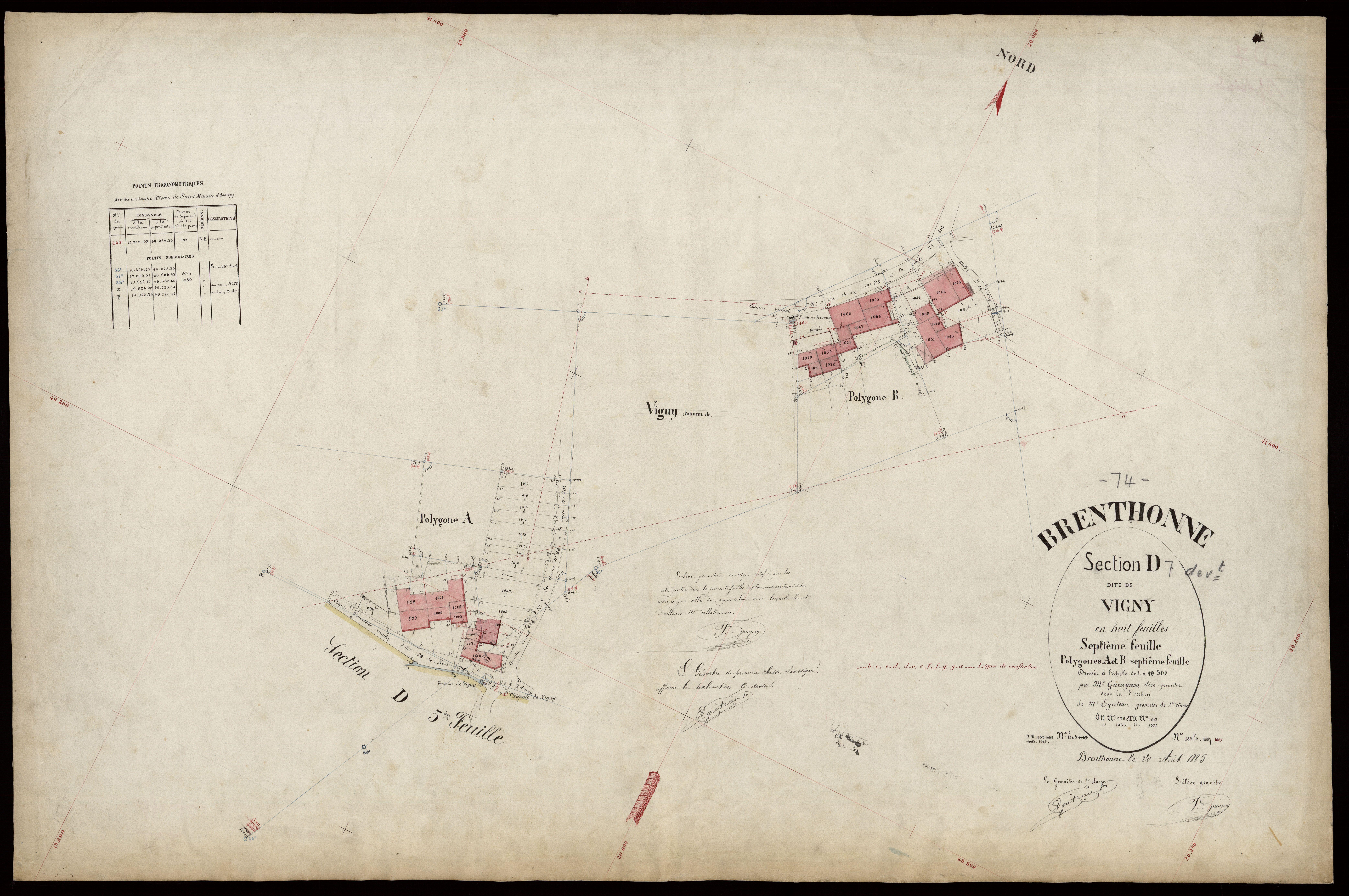 3 P 3 3077 - Feuille n° 8, parcelles n° 12701314 - 20 août 1885