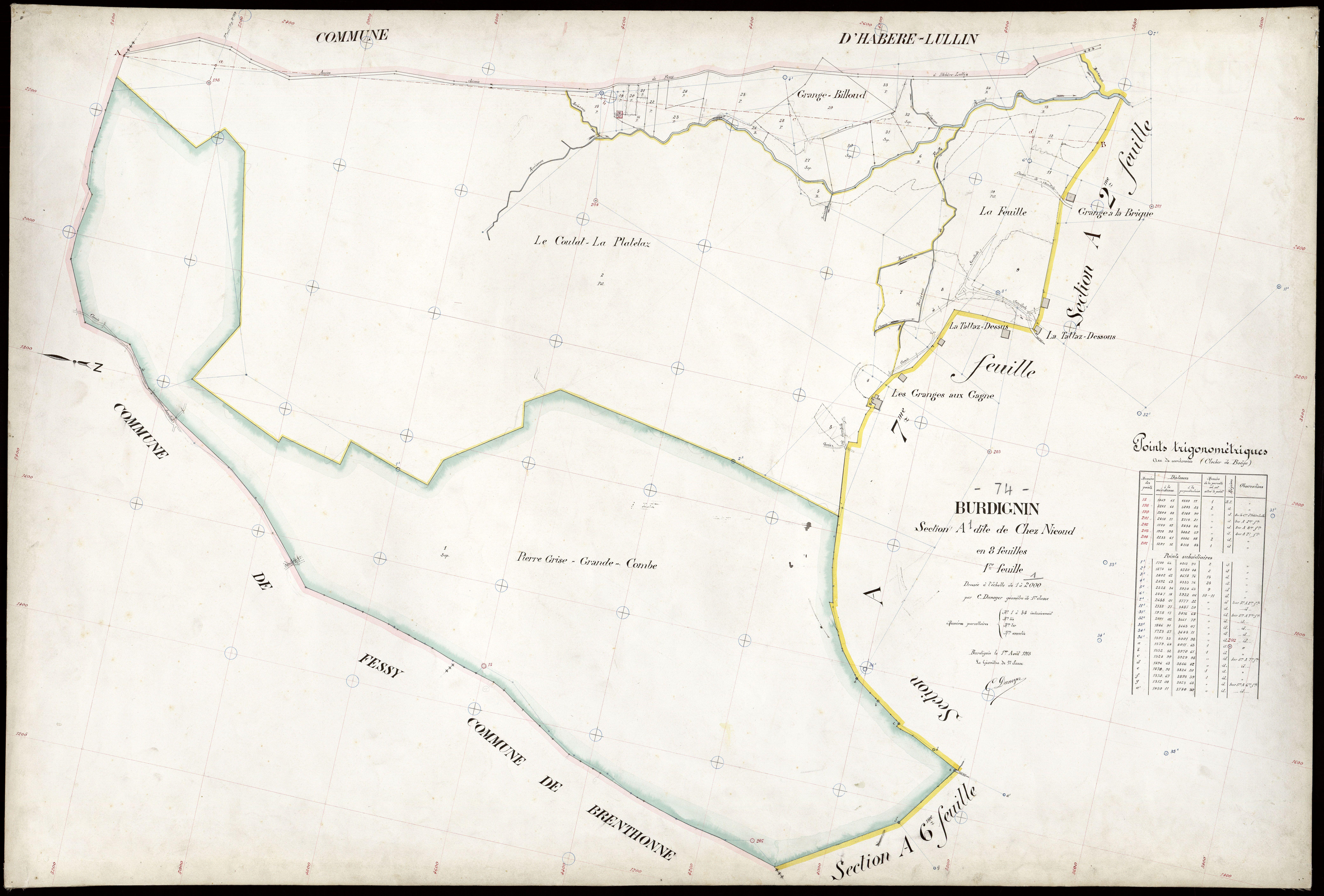 3 P 3 3107 - Feuille n° 2, parcelles n° 3 à 222 - 1er août 1913