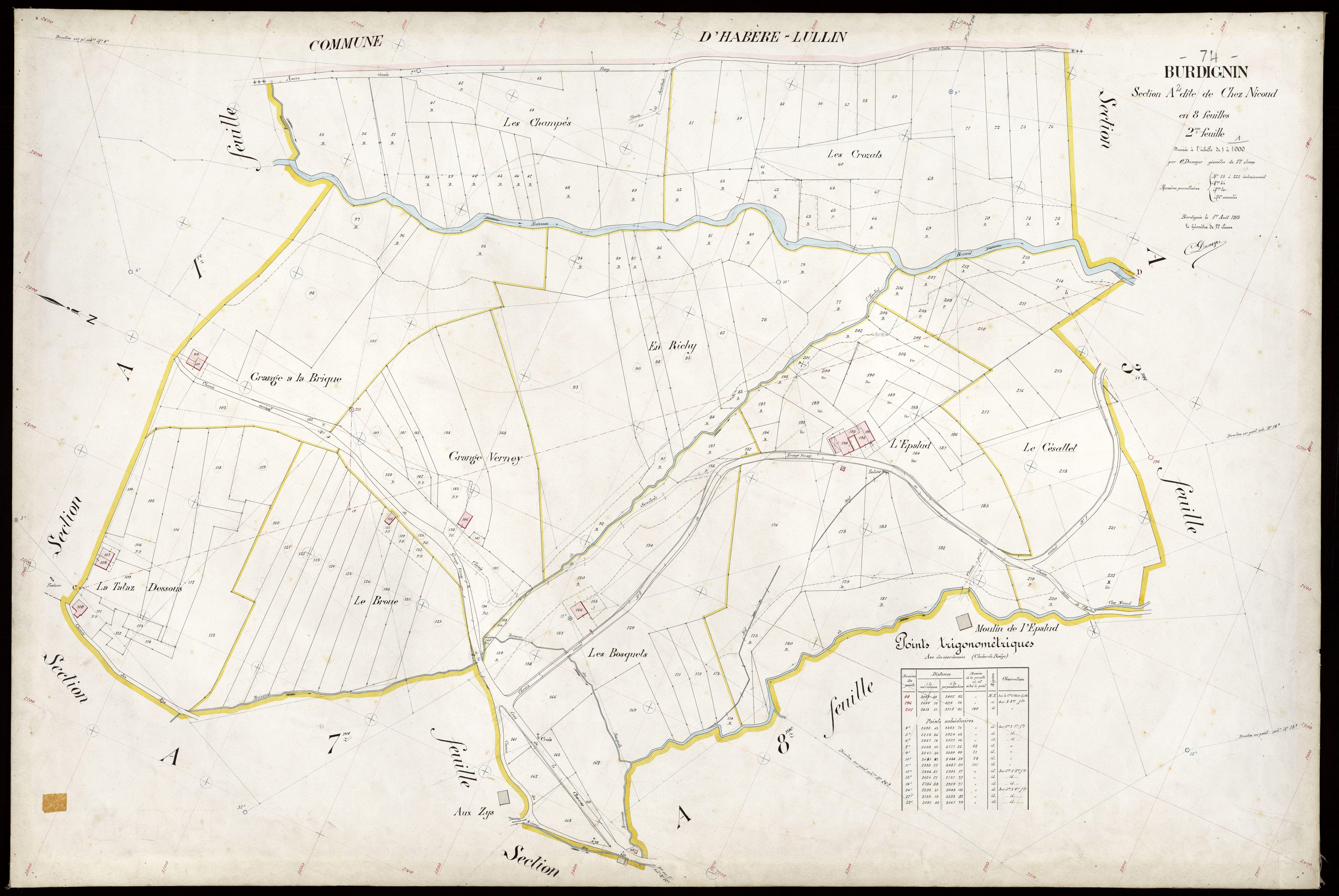 3 P 3 3108 - Feuille n° 3, parcelles n° 223 à 389 - 1er août 1913