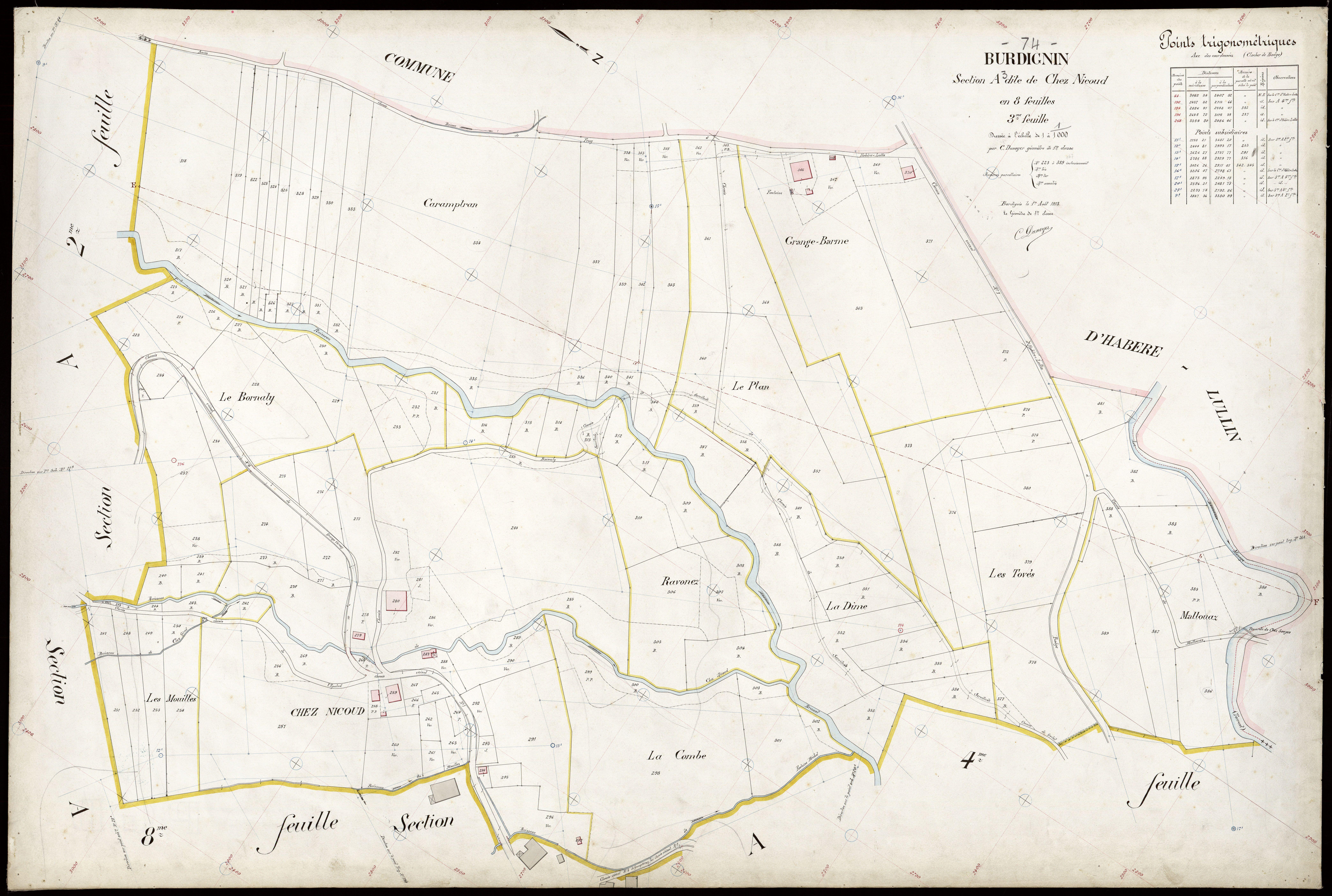 3 P 3 3109 - Feuille n° 4, parcelles n° 390 à 92 - 1er août 1913