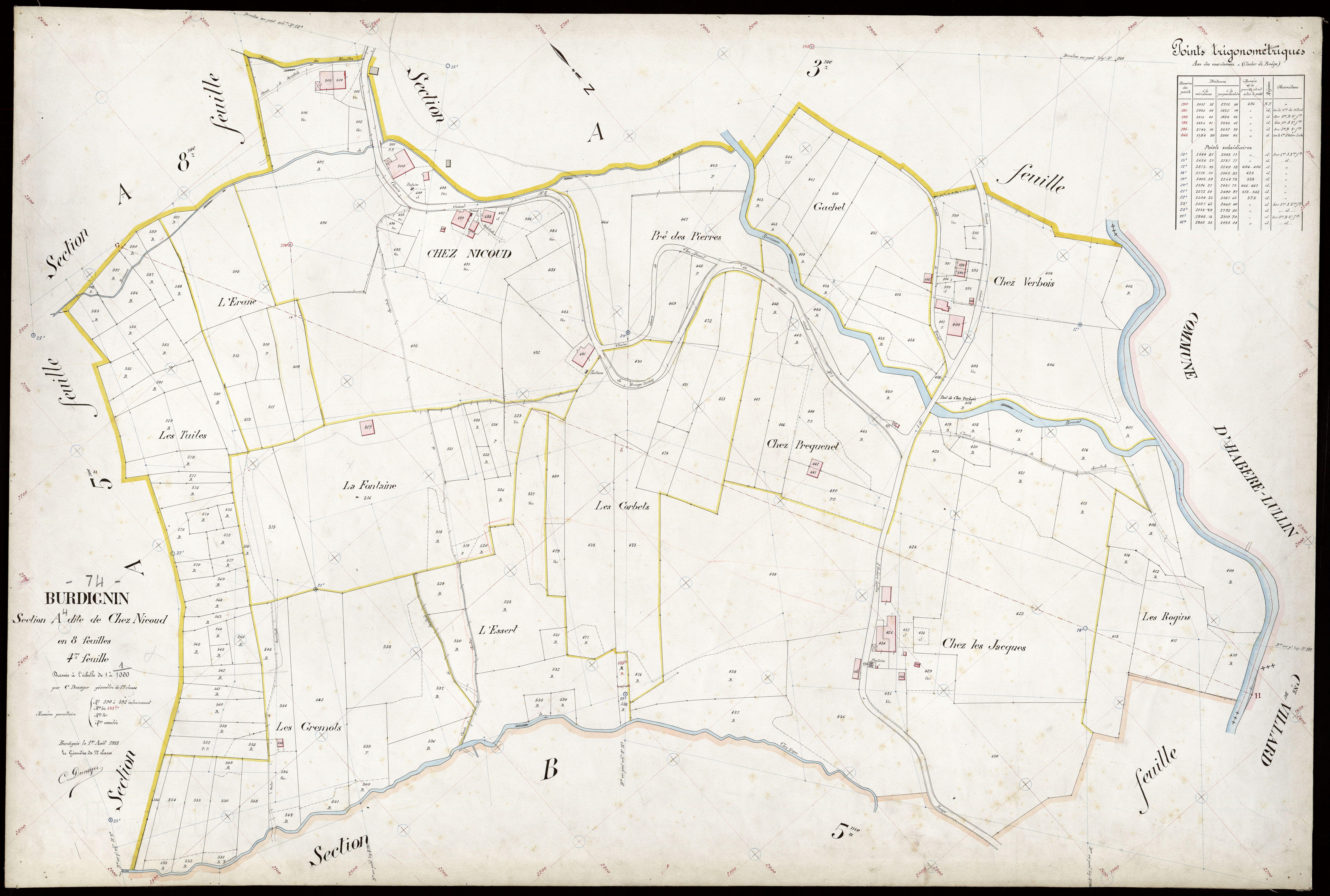 3 P 3 3110 - Feuille n° , parcelles n° 93 à 877 - 1er août 1913