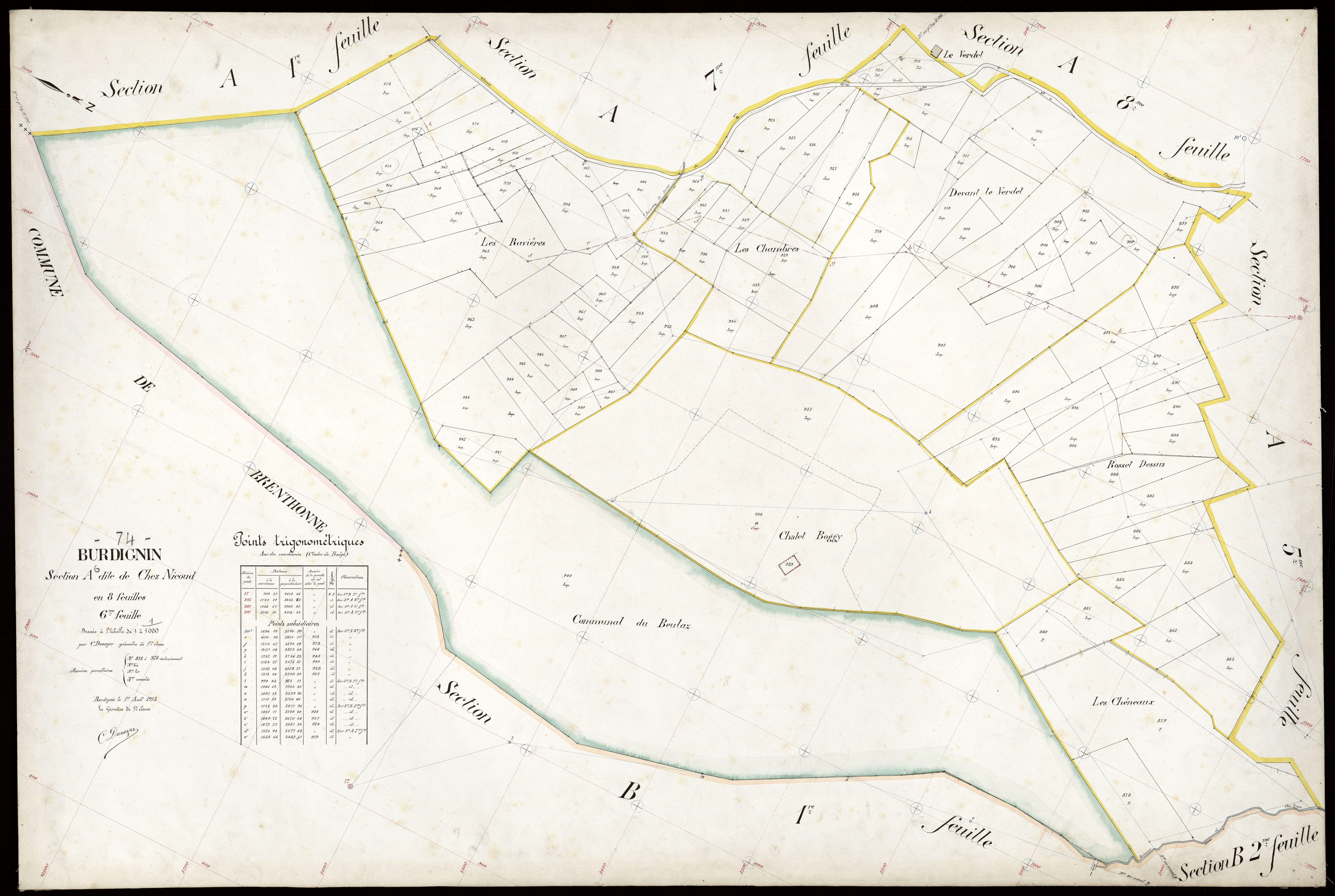 3 P 3 3112 - Feuille n° 7, parcelles n° 979 à 1191 - 1er août 1913