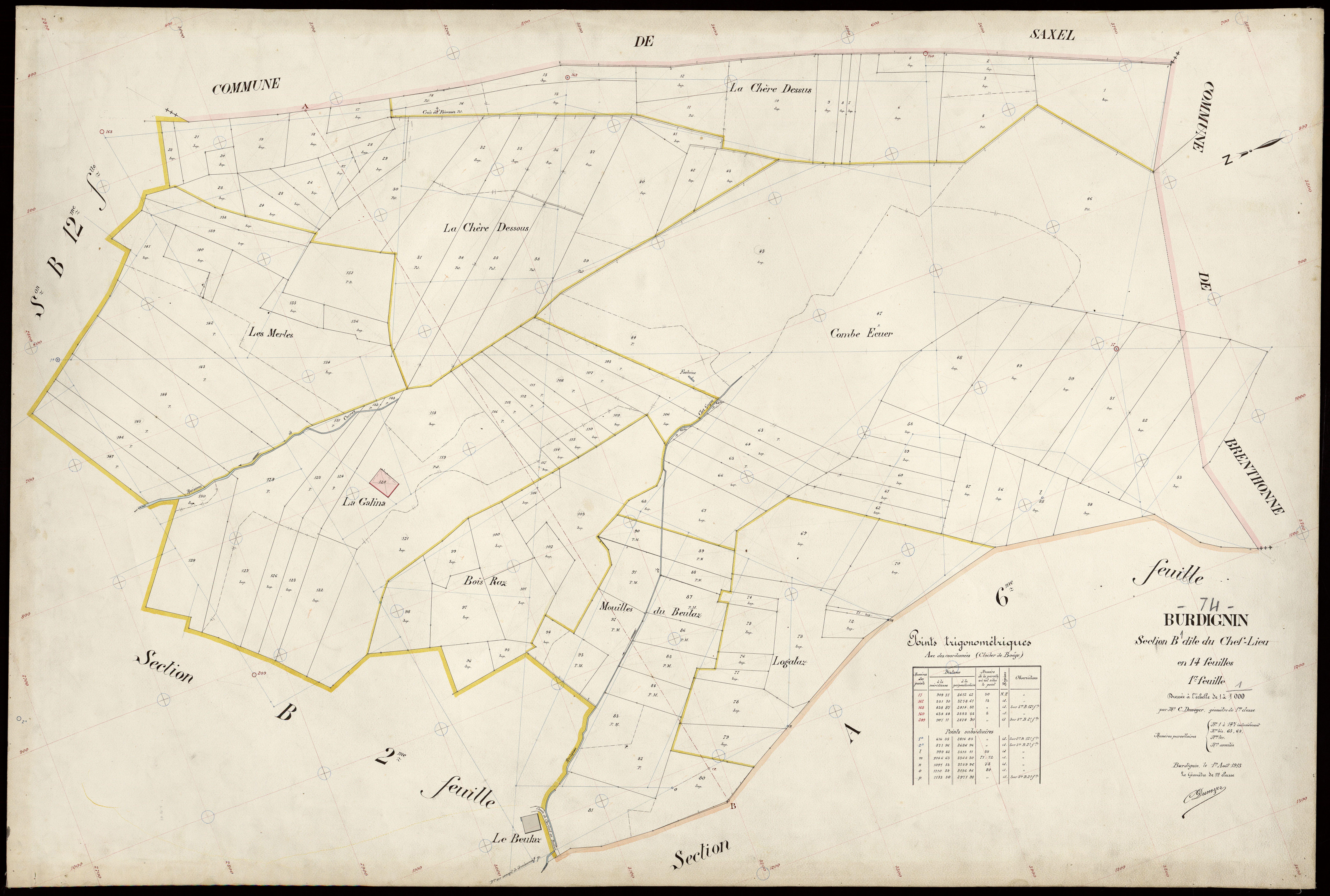 3 P 3 3115 - Feuille n° 2, parcelles n° 148 à 268 - 1er août 1913