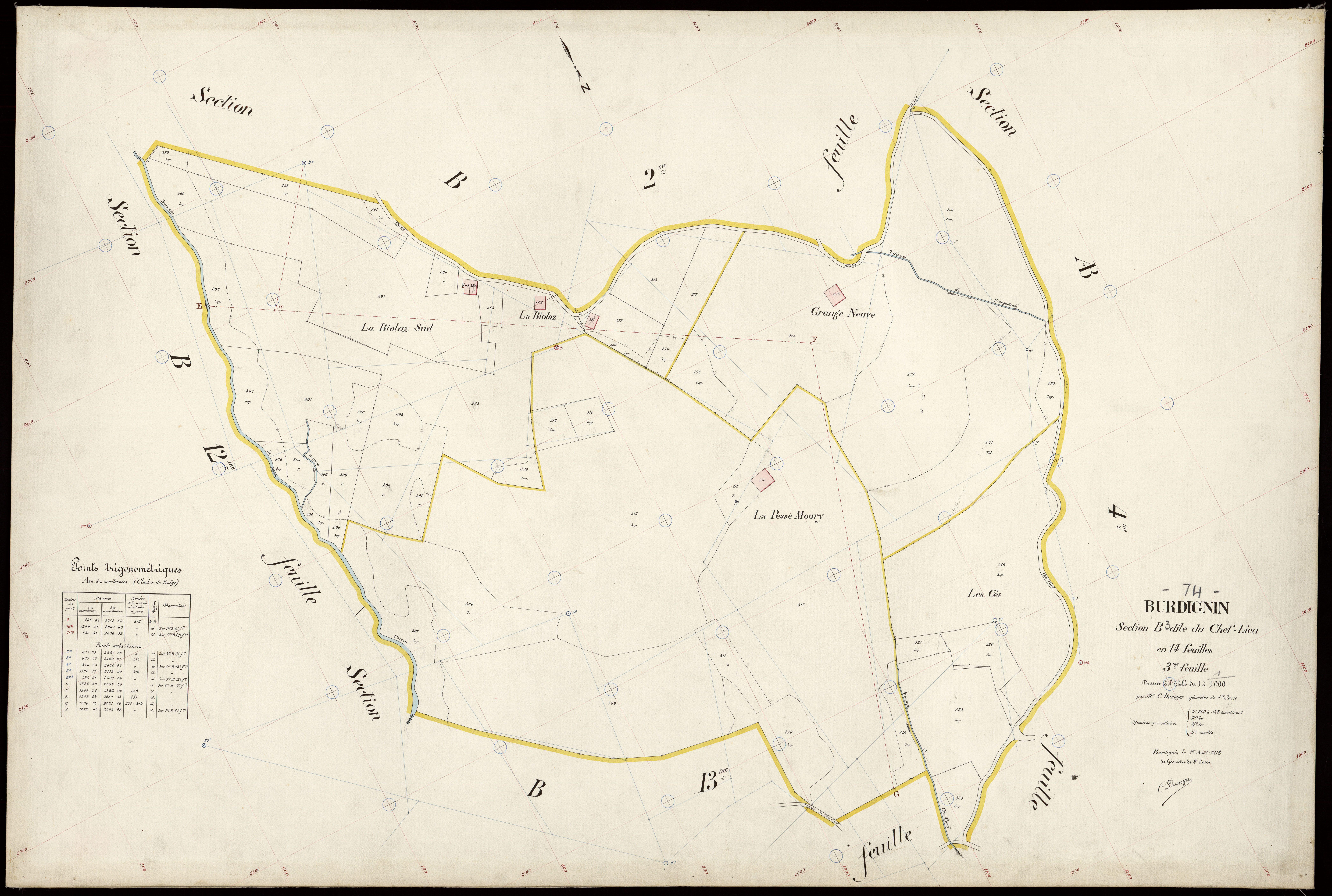 3 P 3 3117 - Feuille n° 4, parcelles n° 324 à 608 - 1er août 1913