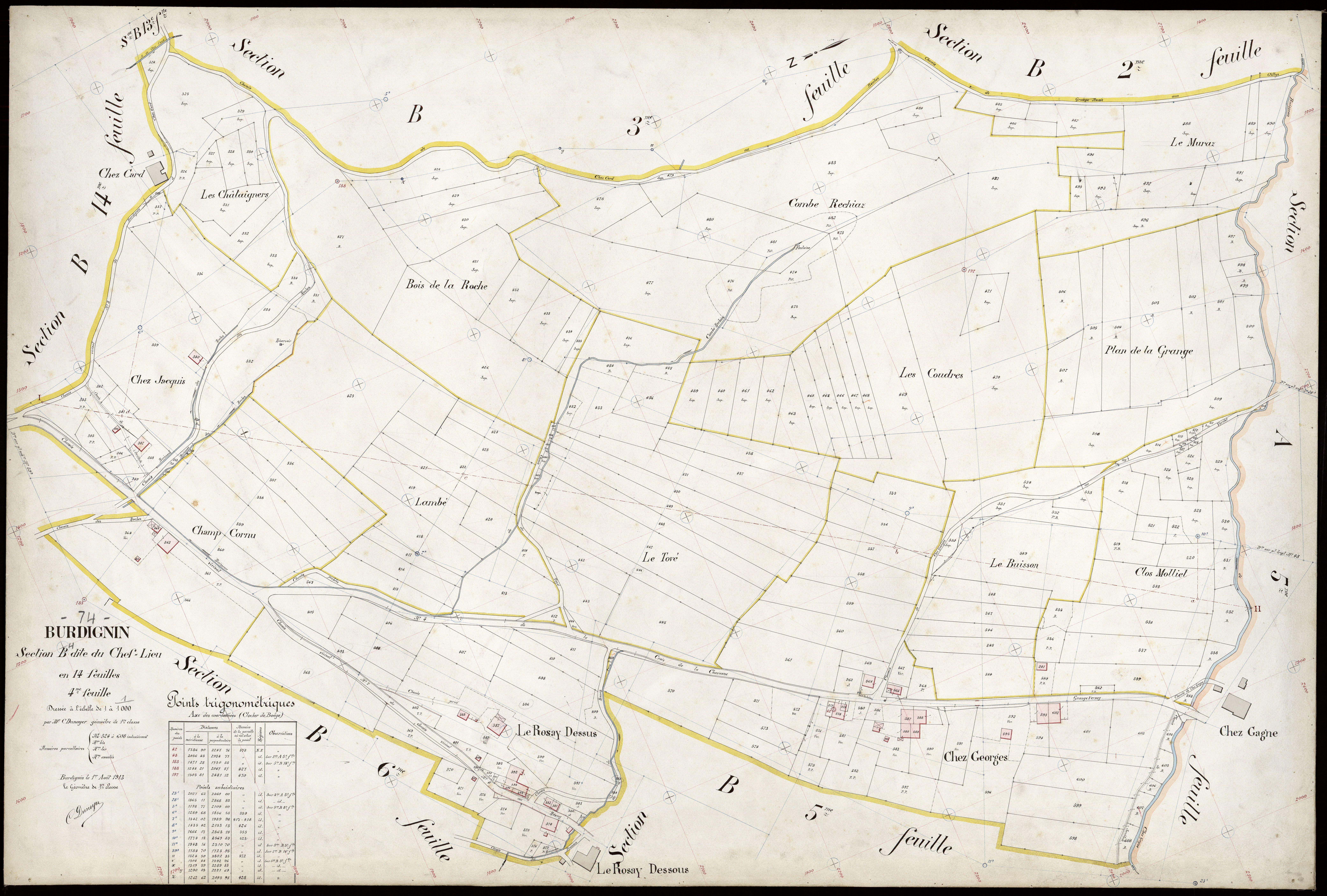 3 P 3 3118 - Feuille n° , parcelles n° 609 à 864 - 1er août 1913