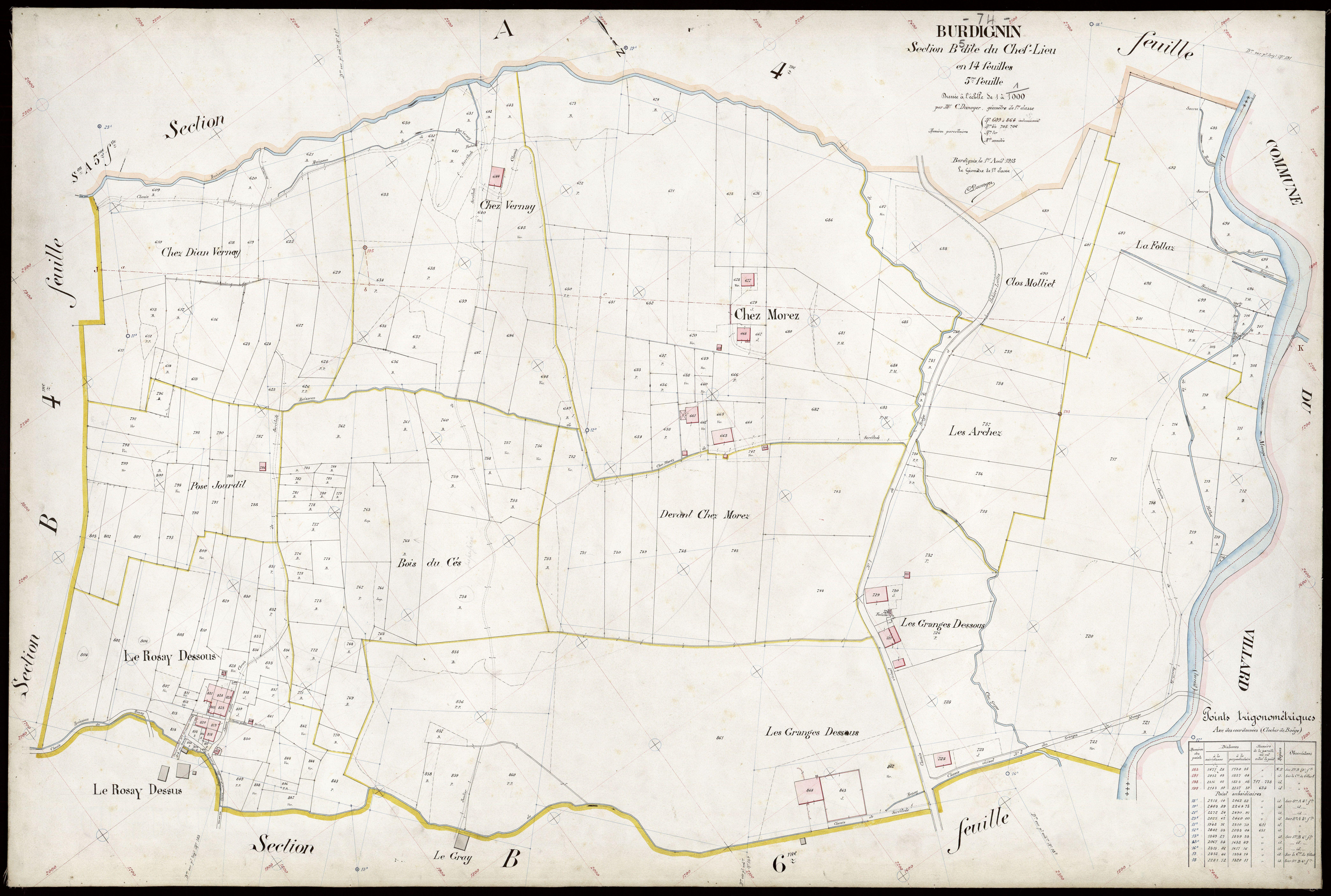 3 P 3 3119 - Feuille n° 6, parcelles n° 86 à 1017 - 1er août 1913