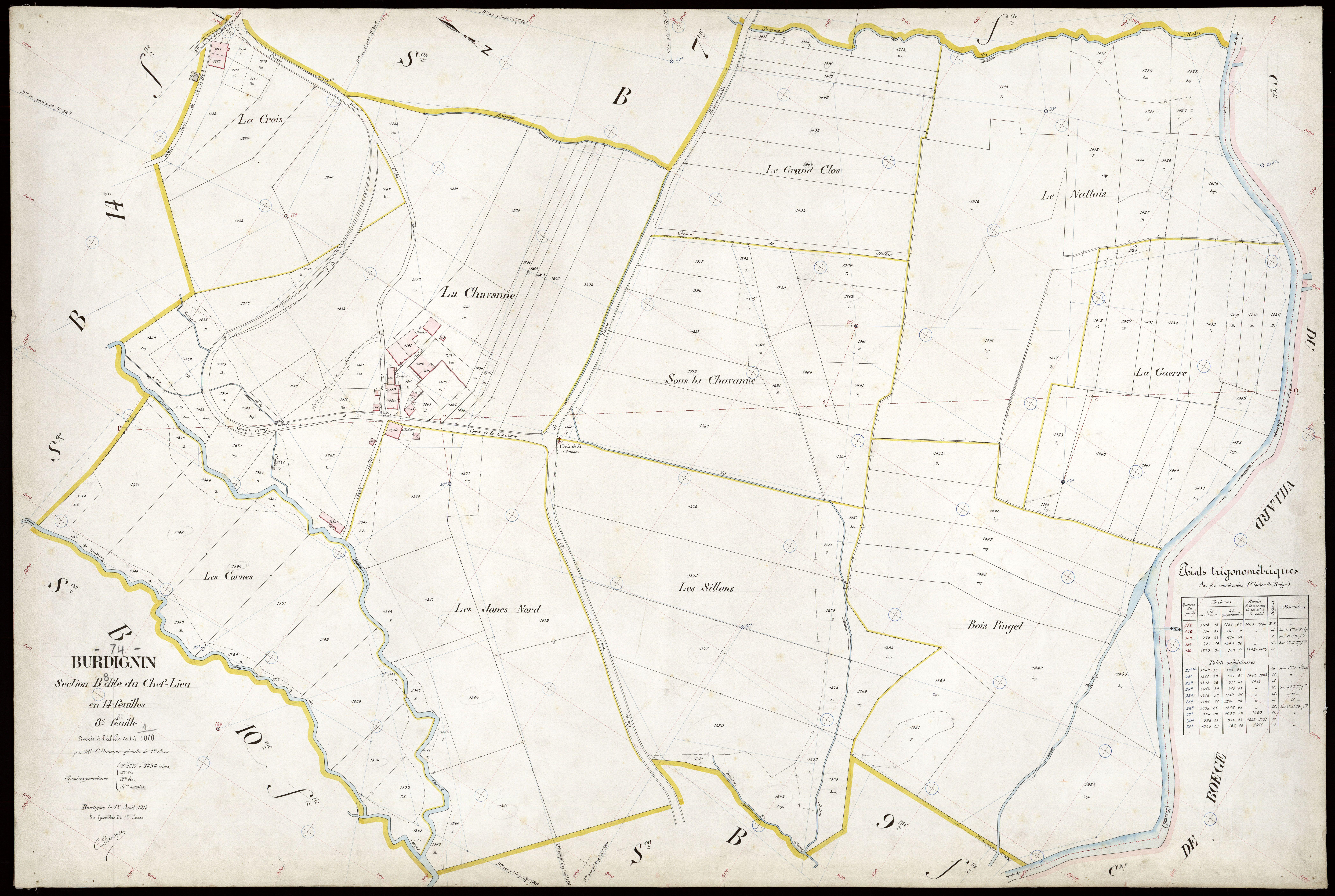 3 P 3 3122 - Feuille n° 9, parcelles n° 14 à 1646 - 1er août 1913