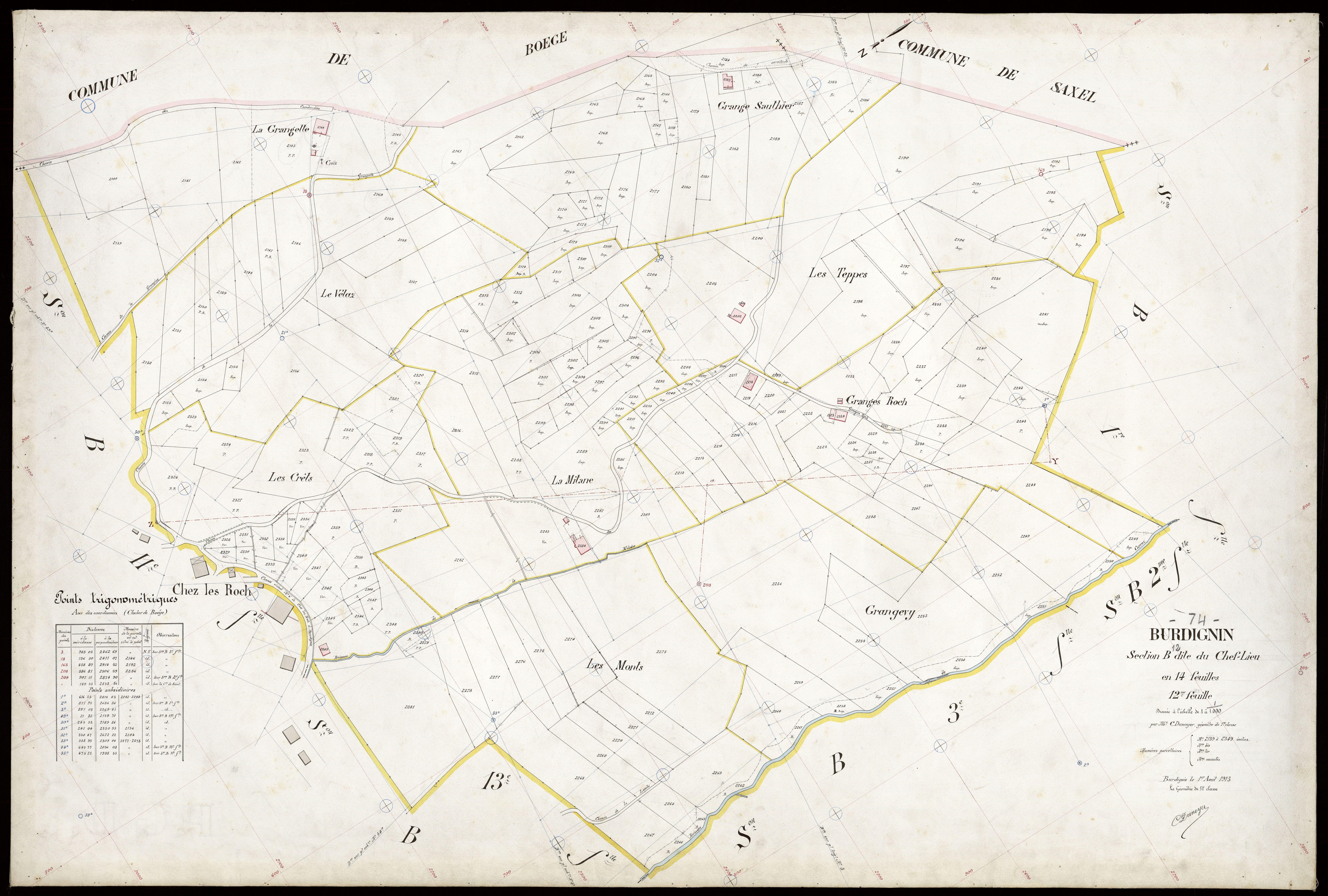 3 P 3 3126 - Feuille n° 13, parcelles n° 230 à 228 - 1er août 1913
