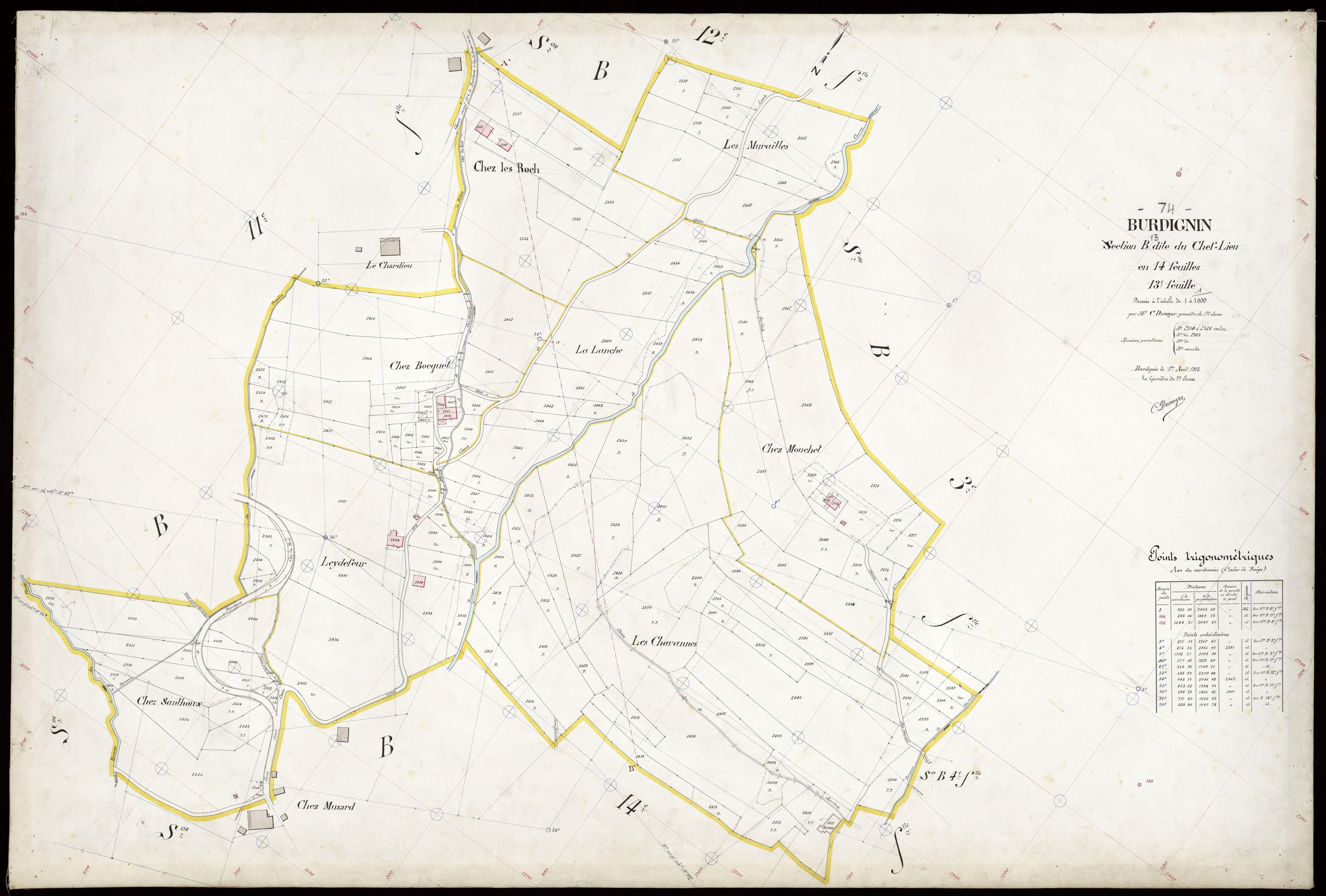 3 P 3 3127 - Feuille n° 14, parcelles n° 229 à 2732 - 1er août 1913