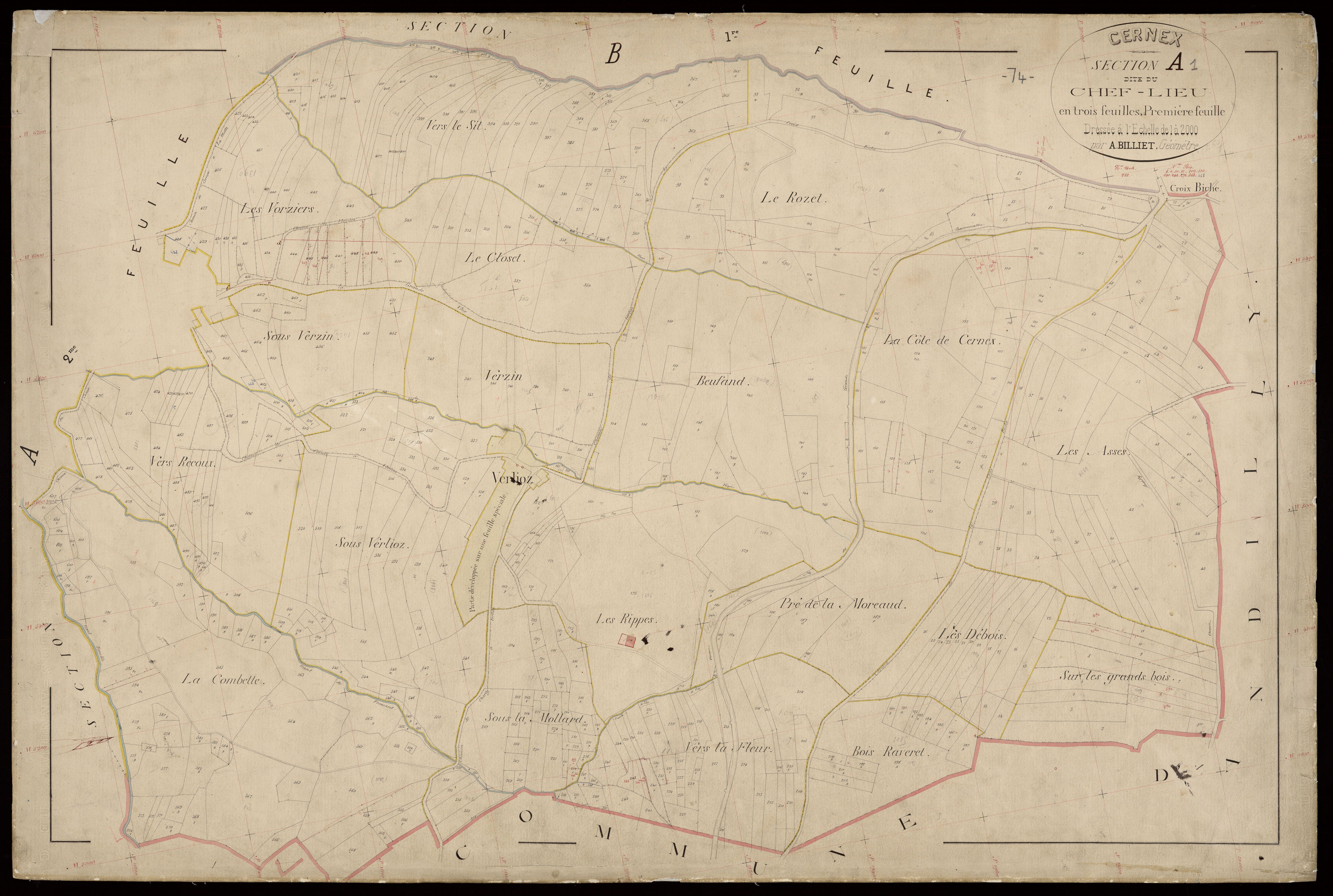 3 P 3 3143 - Feuille n° 2, parcelles n° 608 à 1248 -
