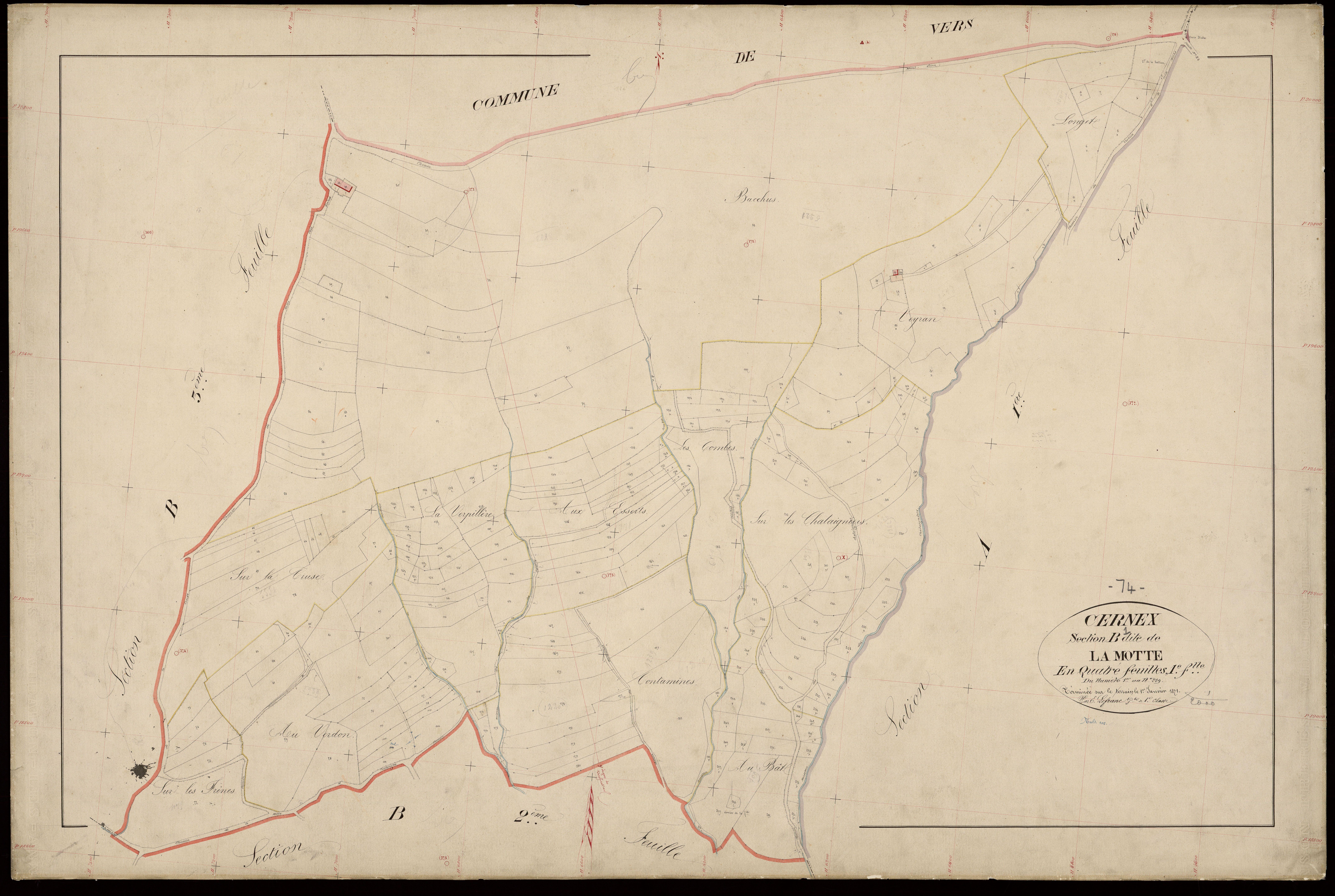 3 P 3 3147 - Feuille n° 2, parcelles n° 260 à 710 - 1er janvier 1871