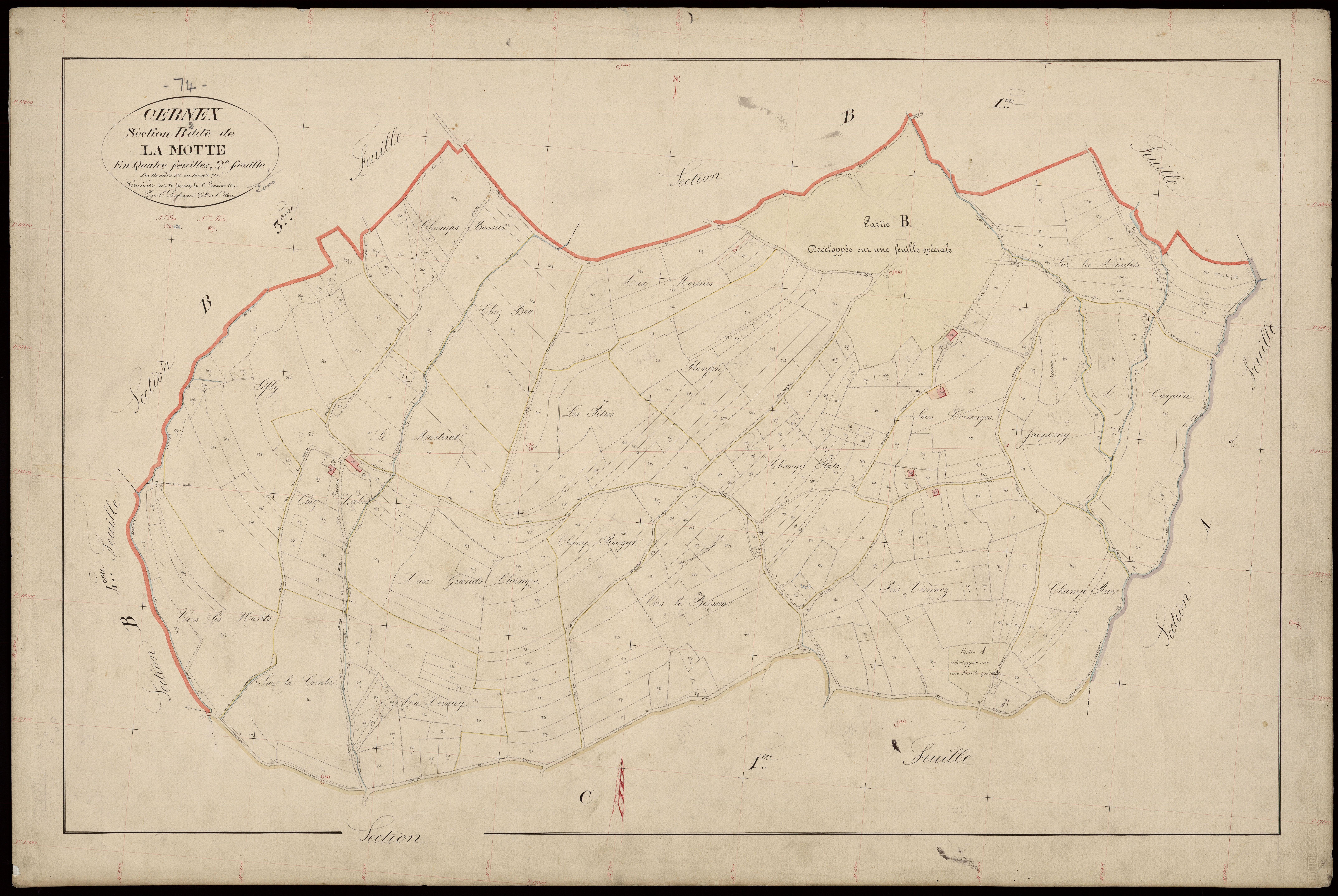 3 P 3 3148 - Feuille n° 3, parcelles n° 711 à 1344 - 1er janvier 1871