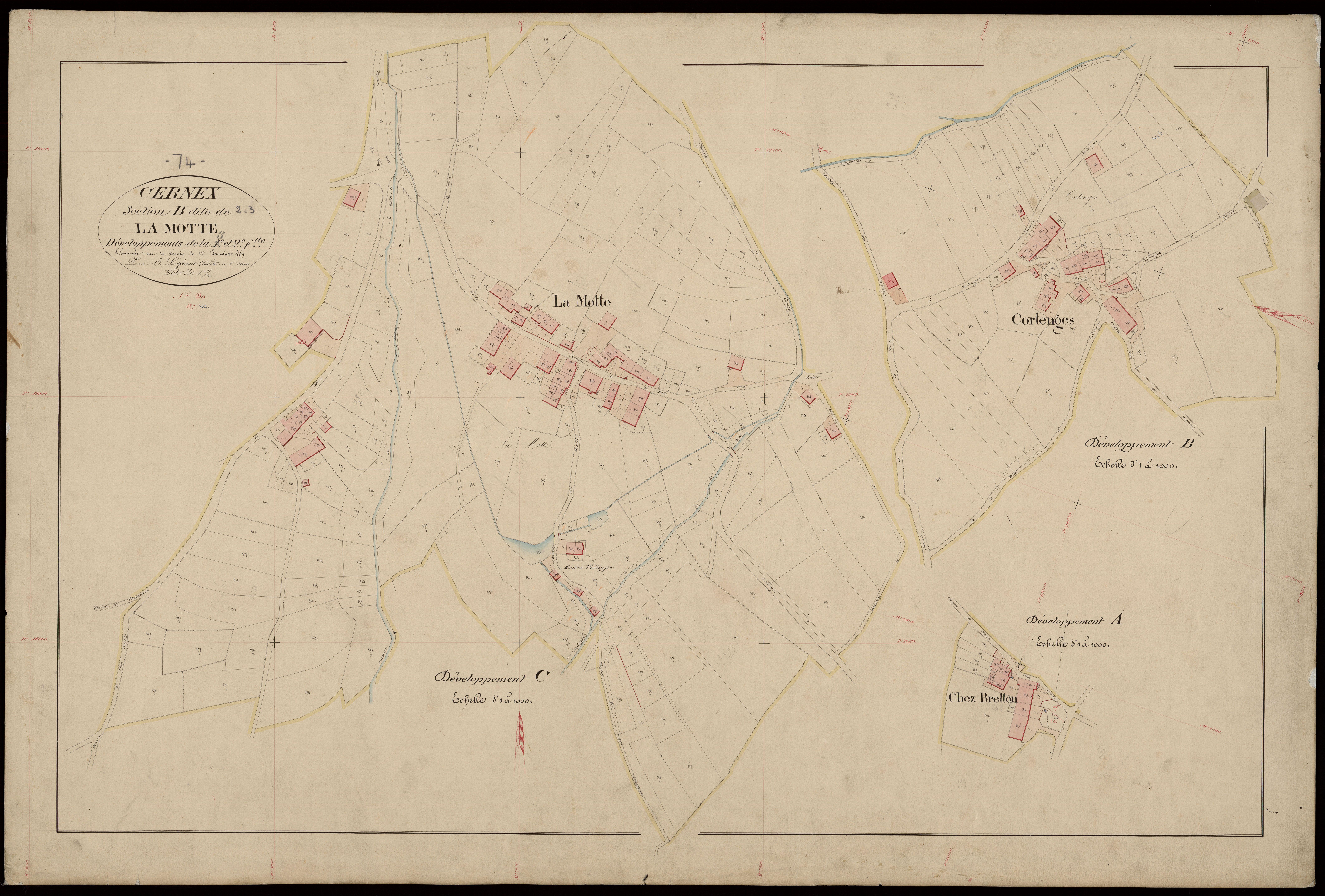 3 P 3 3150 - Feuille n° 4, parcelles n° 134 à 1674 - 1er janvier 1871