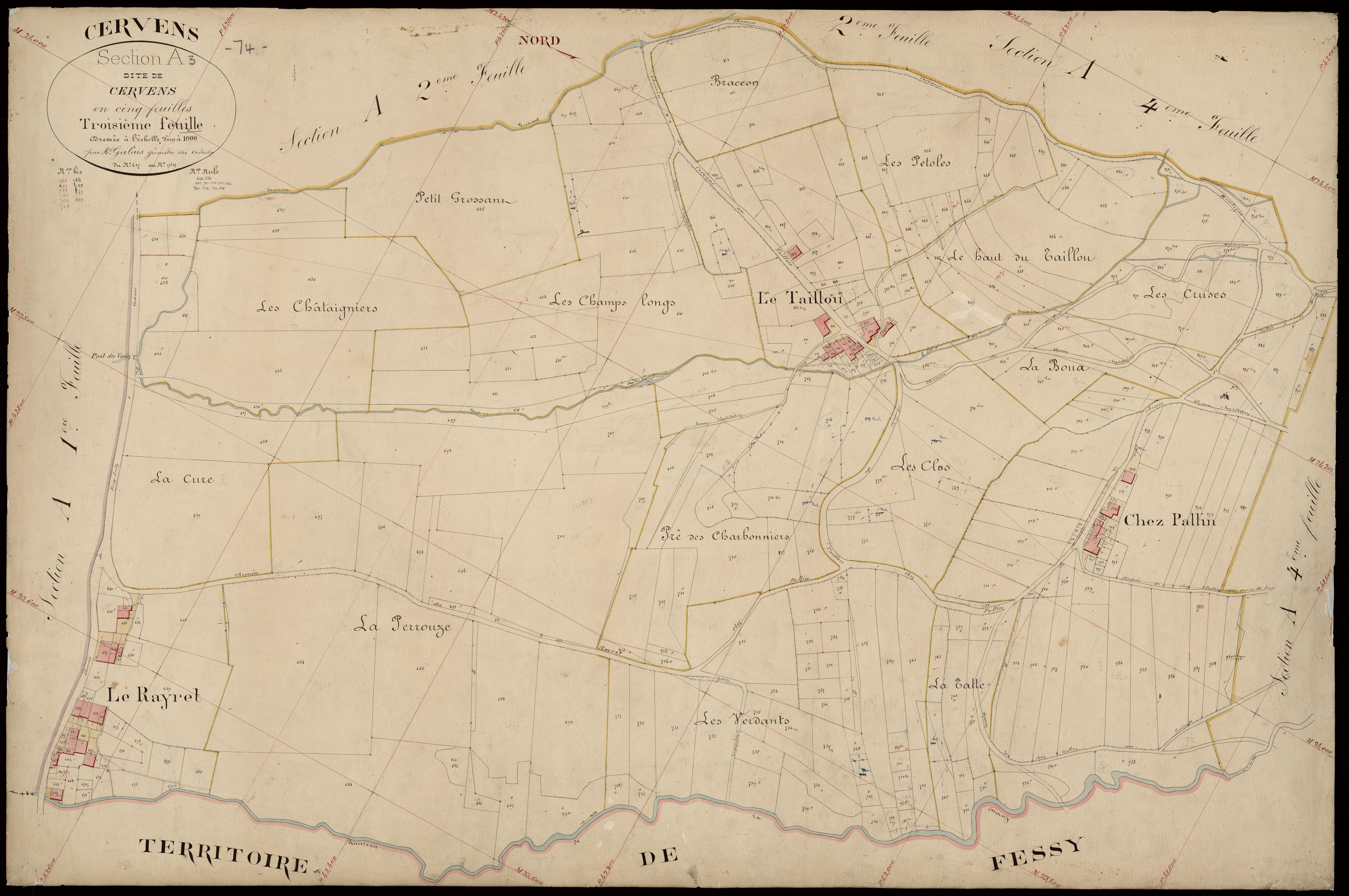 3 P 3 3158 - Feuille n° 4, parcelles n° 940 à 1303 -