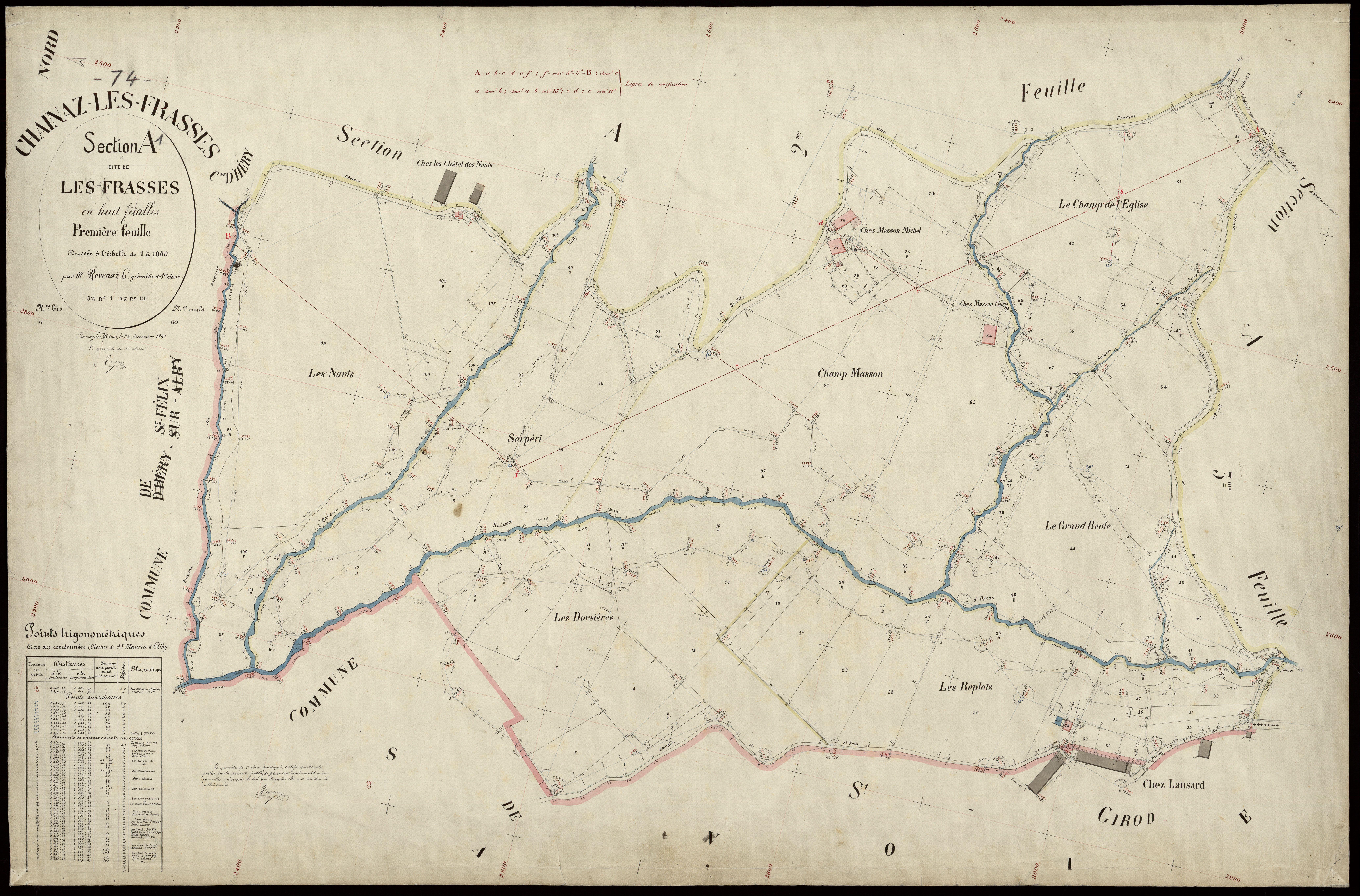 3 P 3 3166 - Feuille n° 2, parcelles n° 111 à 183 - 22 décembre 1891