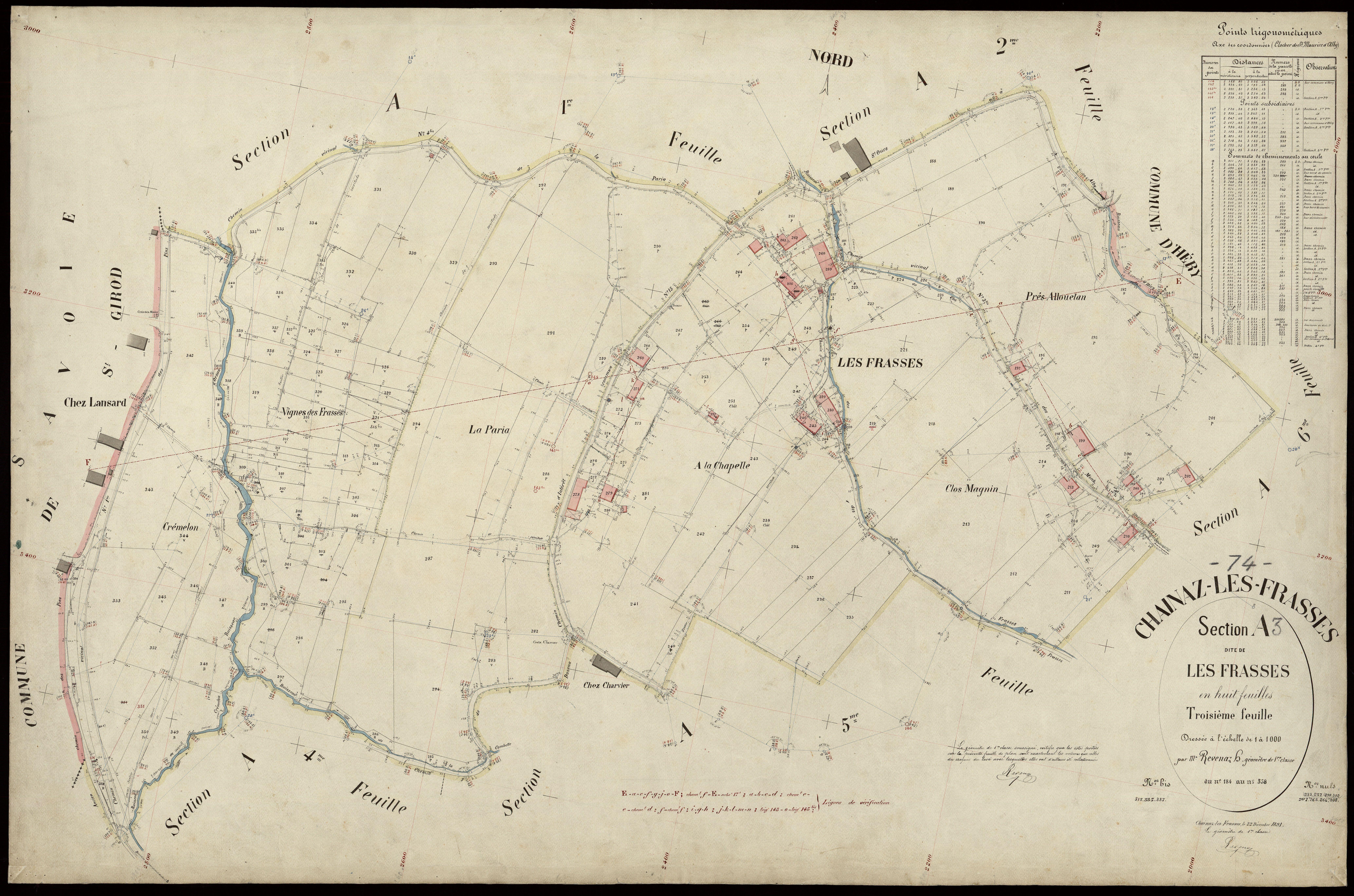 3 P 3 3168 - Feuille n° 4, parcelles n° 39 à 46 - 22 décembre 1891
