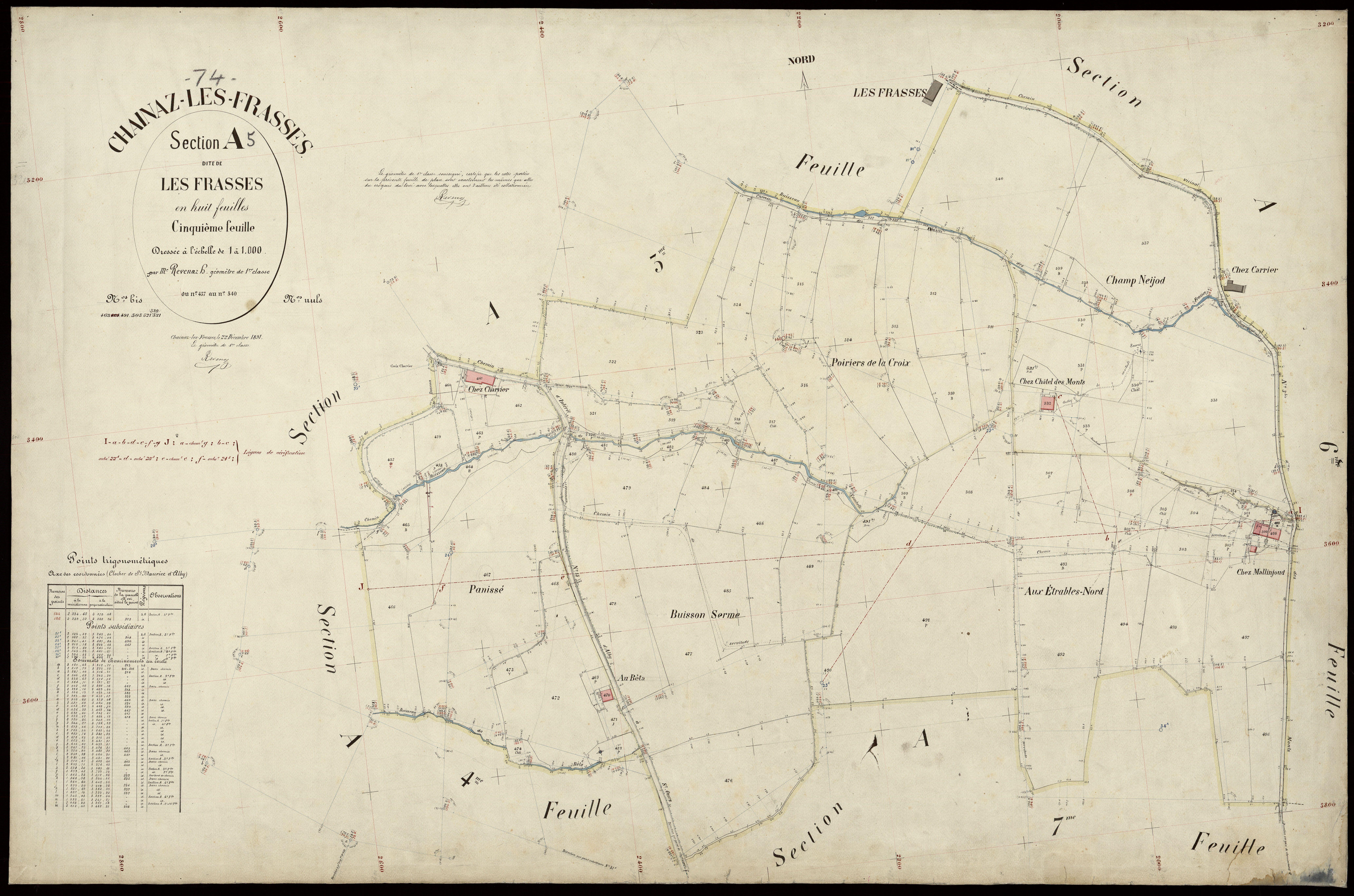 3 P 3 3170 - Feuille n° 6, parcelles n° 41 à 620 - 22 décembre 1891