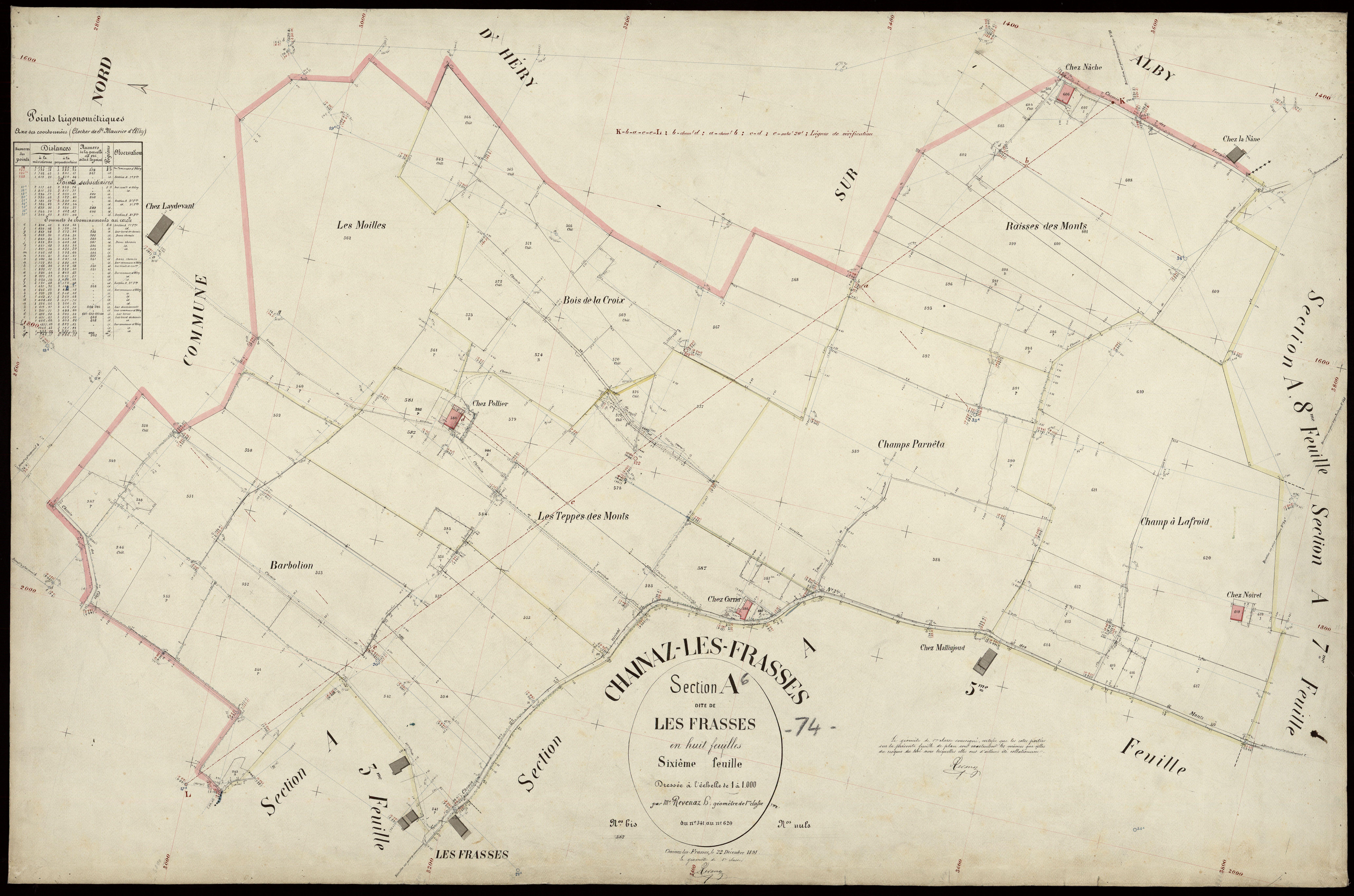3 P 3 3171 - Feuille n° 7, parcelles n° 621 à 660 - 22 décembre 1891