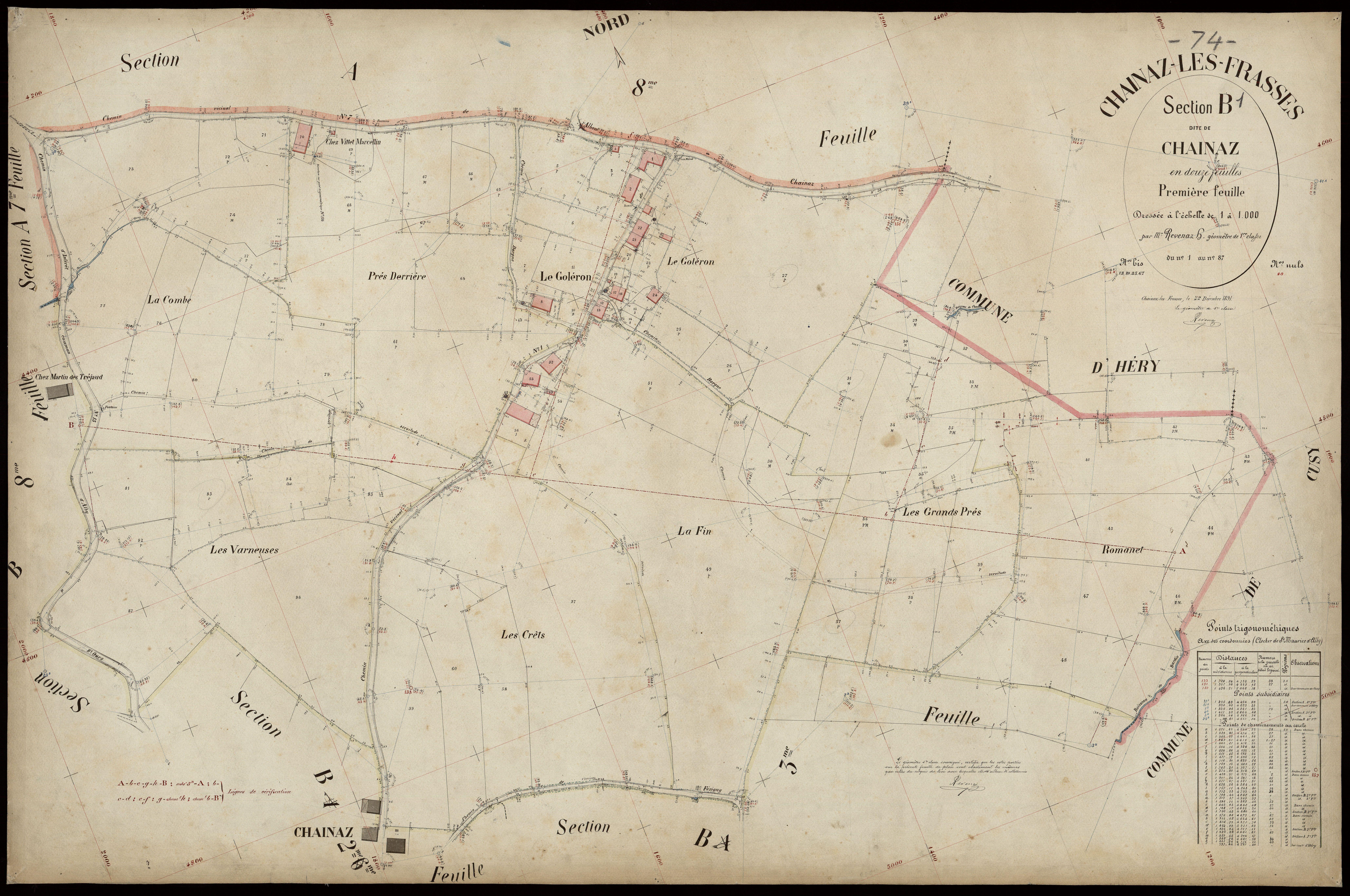 3 P 3 3174 - Feuille n° 2, parcelles n° 88 à 17 - 22 décembre 1891