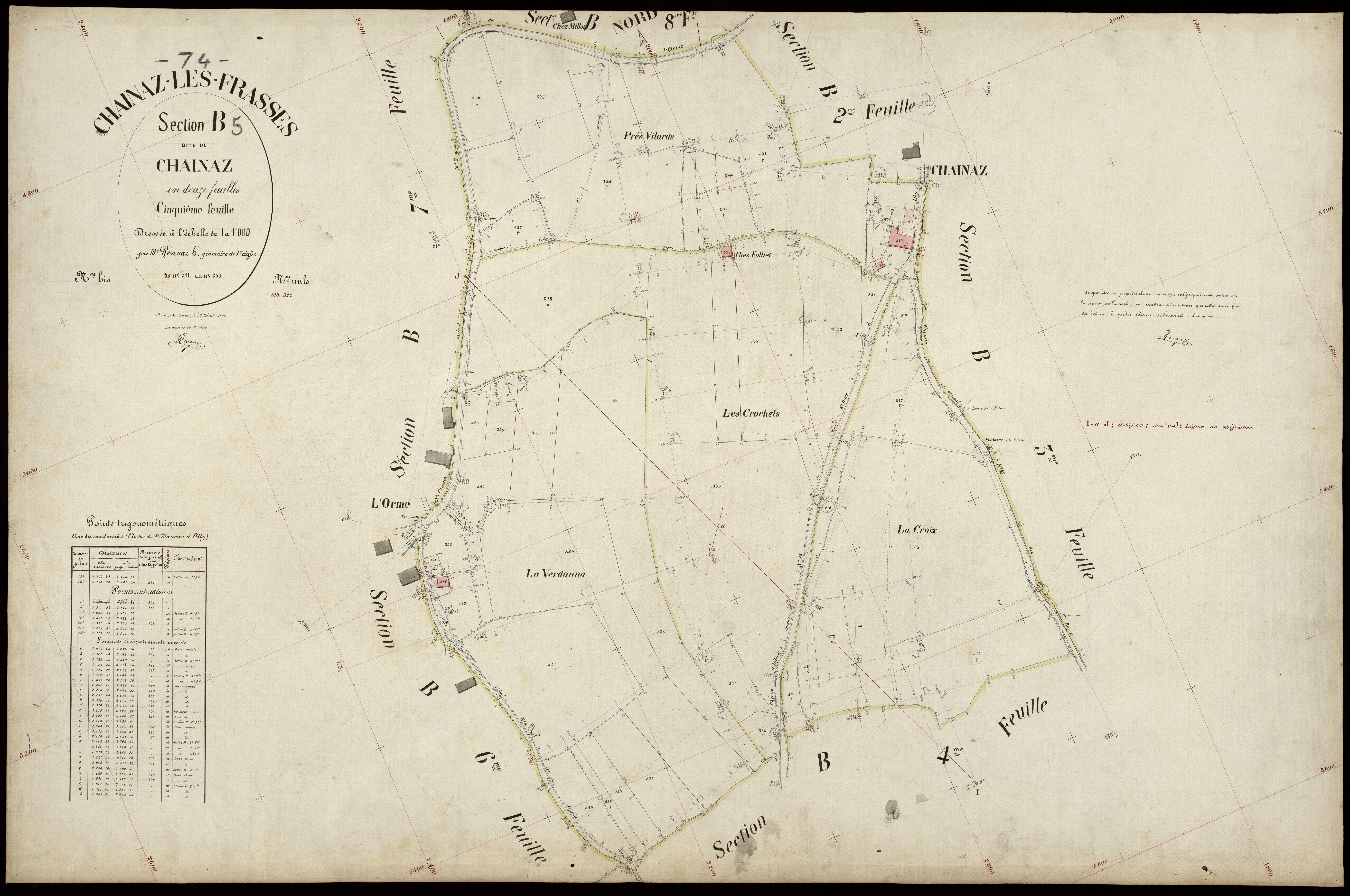 3 P 3 3178 - Feuille n° 6, parcelles n° 34 à 14 - 22 décembre 1891