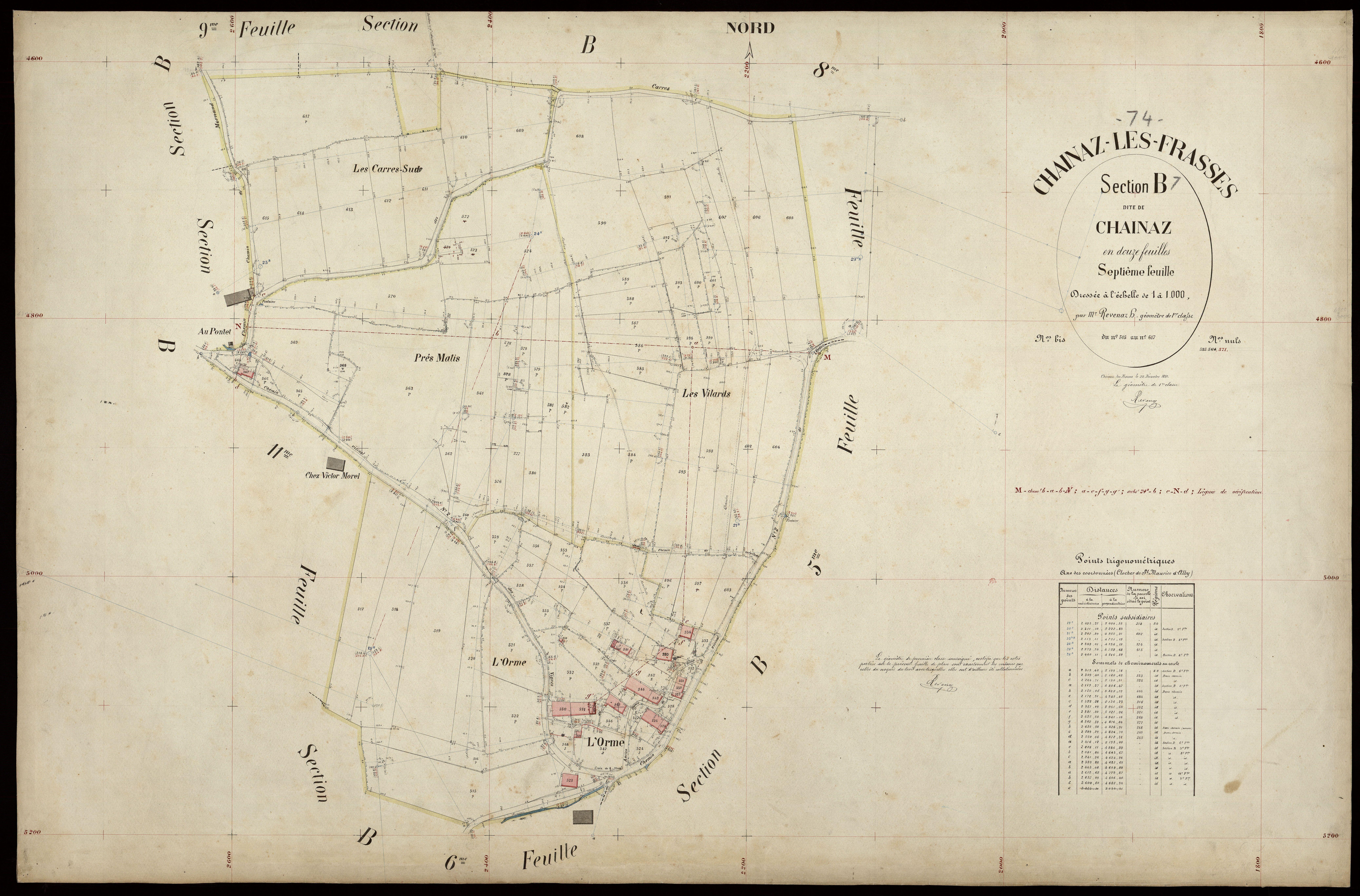 3 P 3 3180 - Feuille n° 8, parcelles n° 618 à 676 - 22 décembre 1891