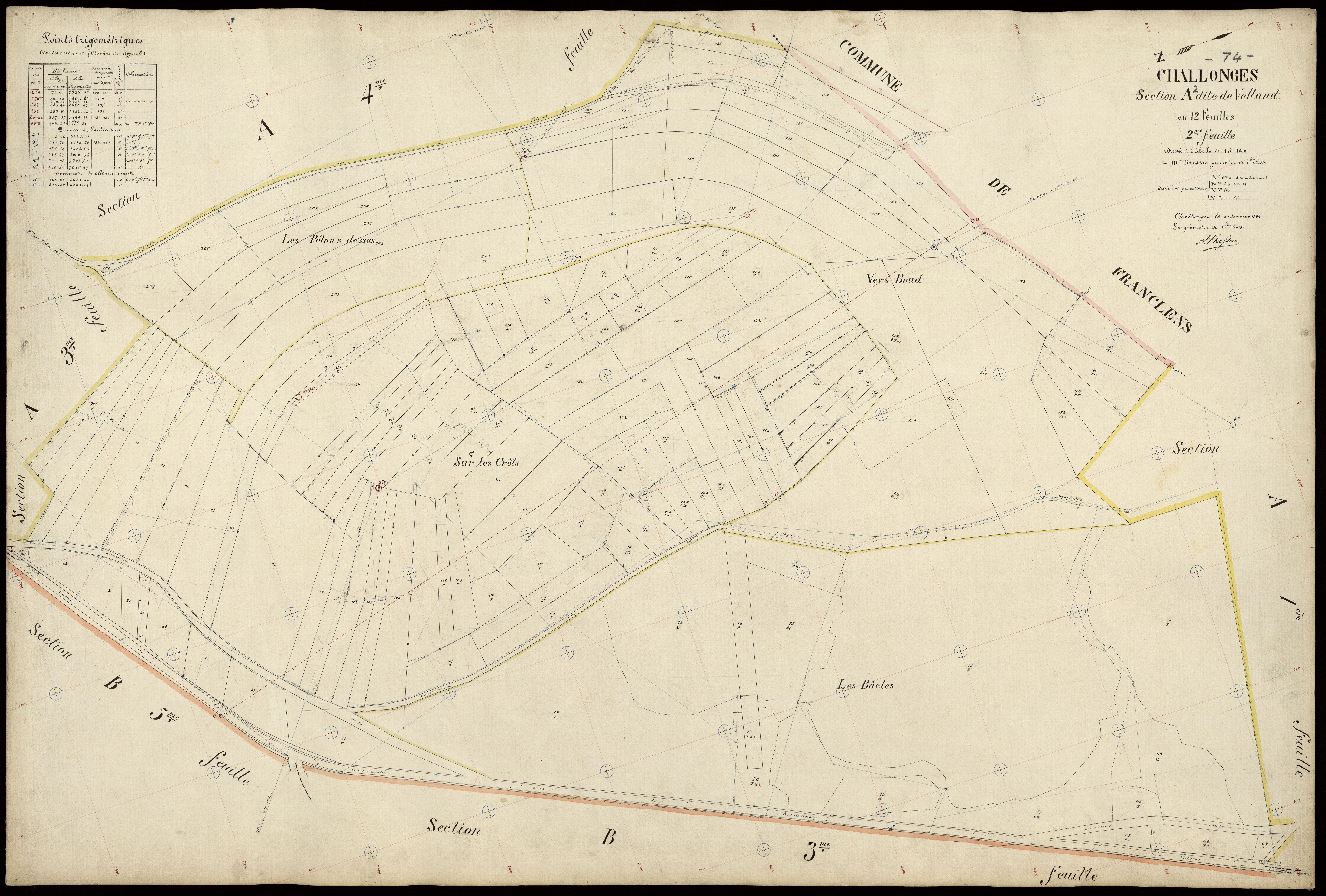 3 P 3 3189 - Feuille n° 3, parcelles n° 209 à 327 - 30 janvier 1909