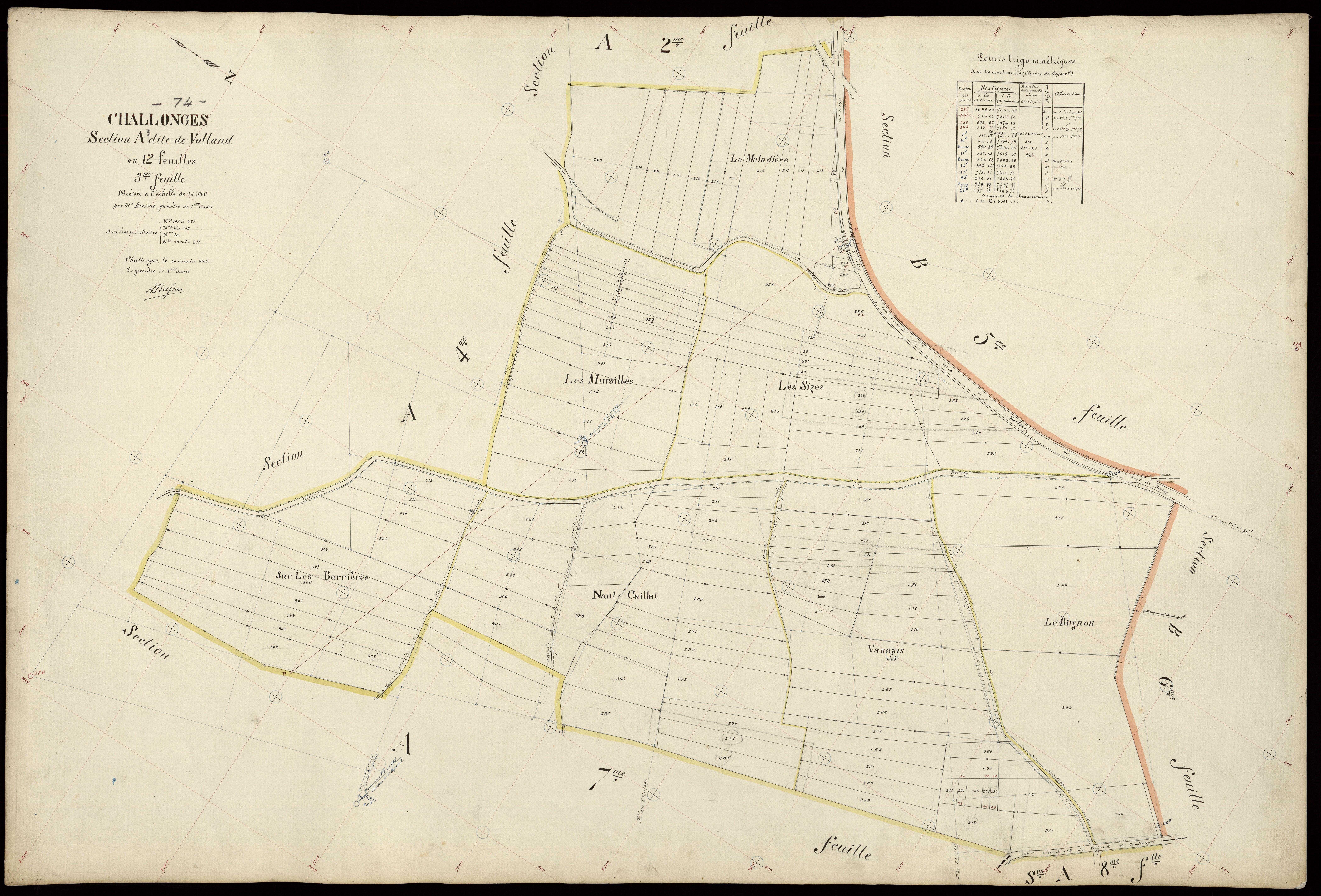 3 P 3 3190 - Feuille n° 4, parcelles n° 328 à 427 - 30 janvier 1909