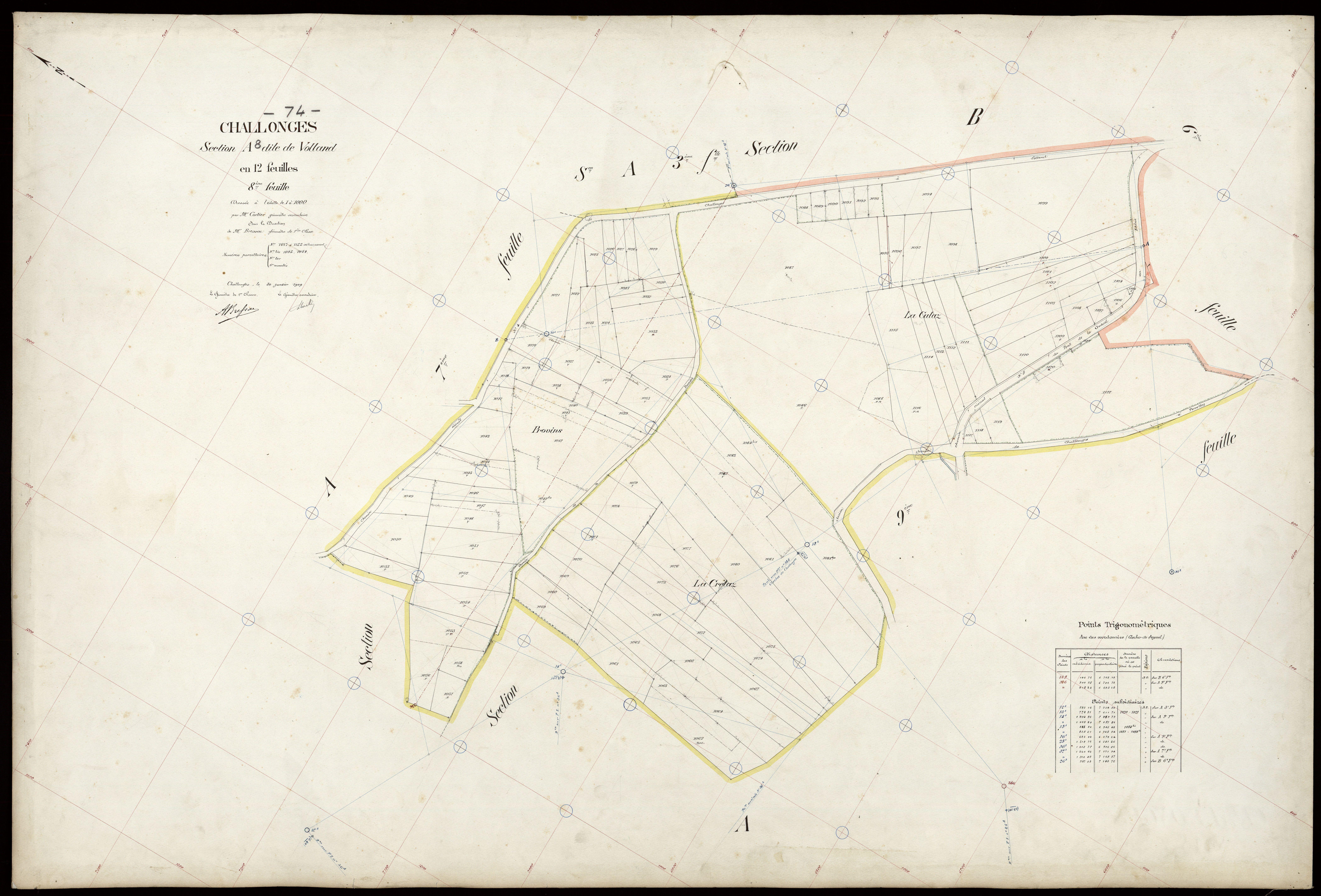 3 P 3 3195 - Feuille n° 9, parcelles n° 1123 à 1449 - 30 janvier 1909