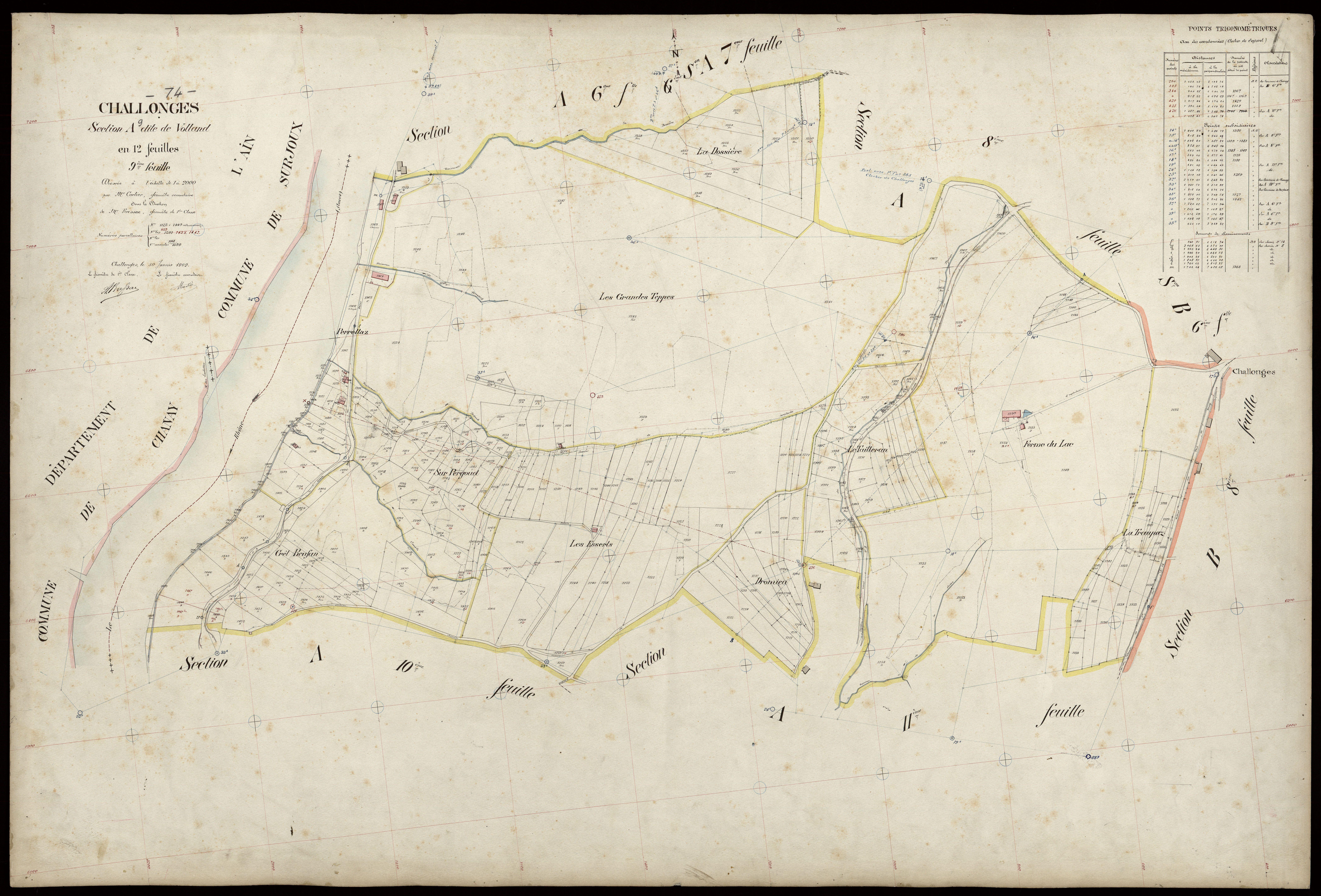 3 P 3 3196 - Feuille n° 10, parcelles n° 140 à 171 - 30 janvier 1909