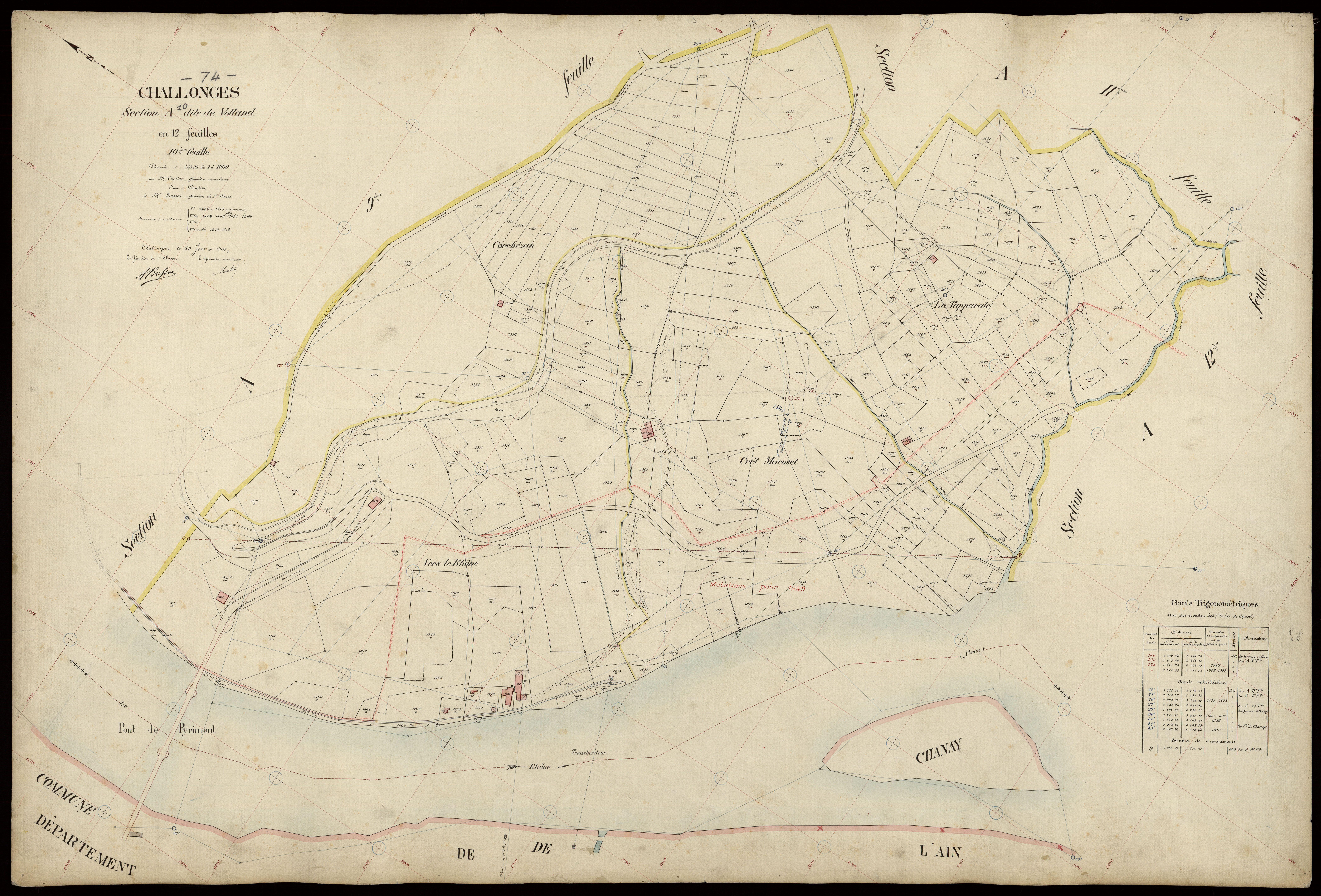 3 P 3 3197 - Feuille n° 11, parcelles n° 1716 à 1912 - 30 janvier 1909