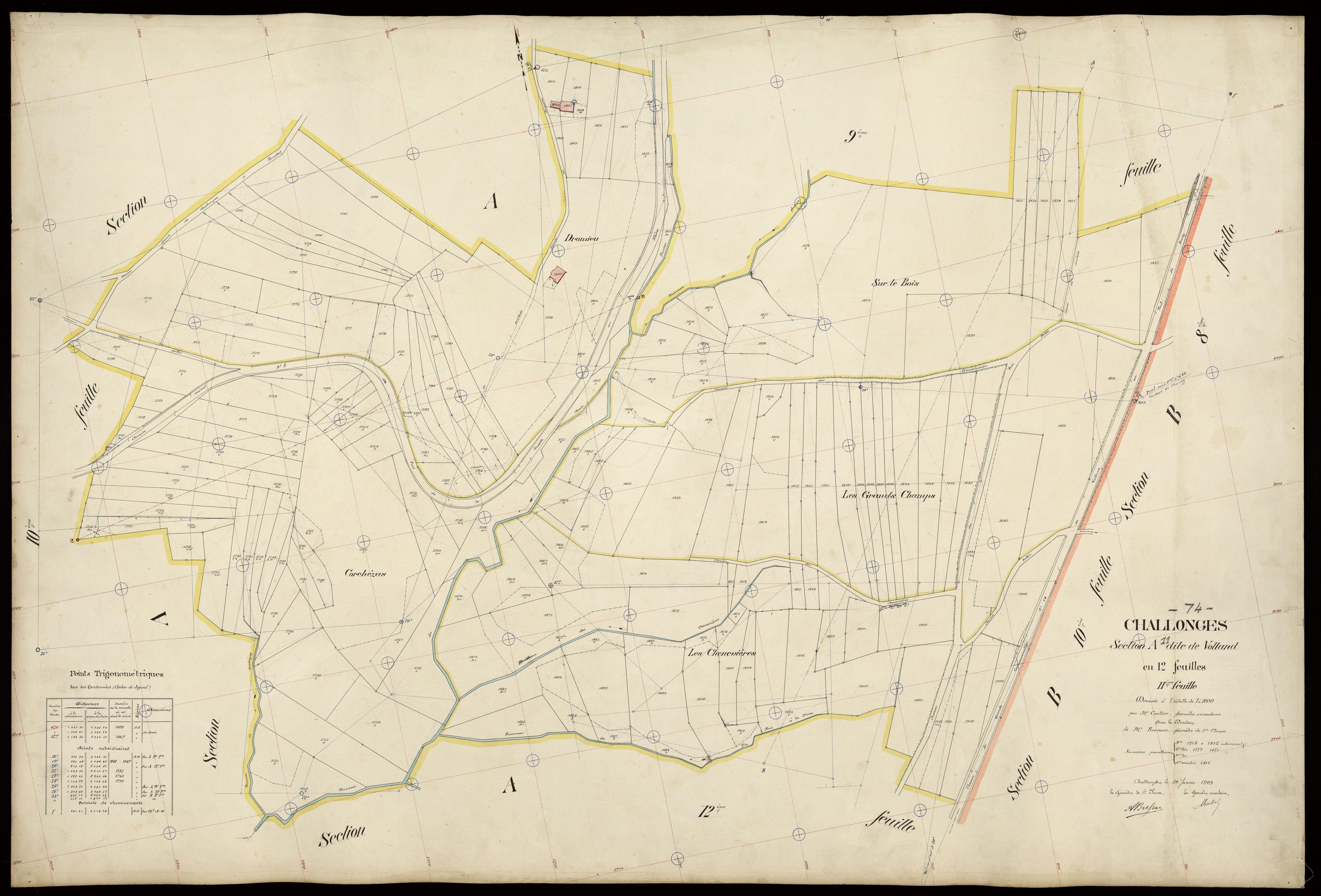 3 P 3 3198 - Feuille n° 12, parcelles n° 1913 à 2079 - 30 janvier 1909