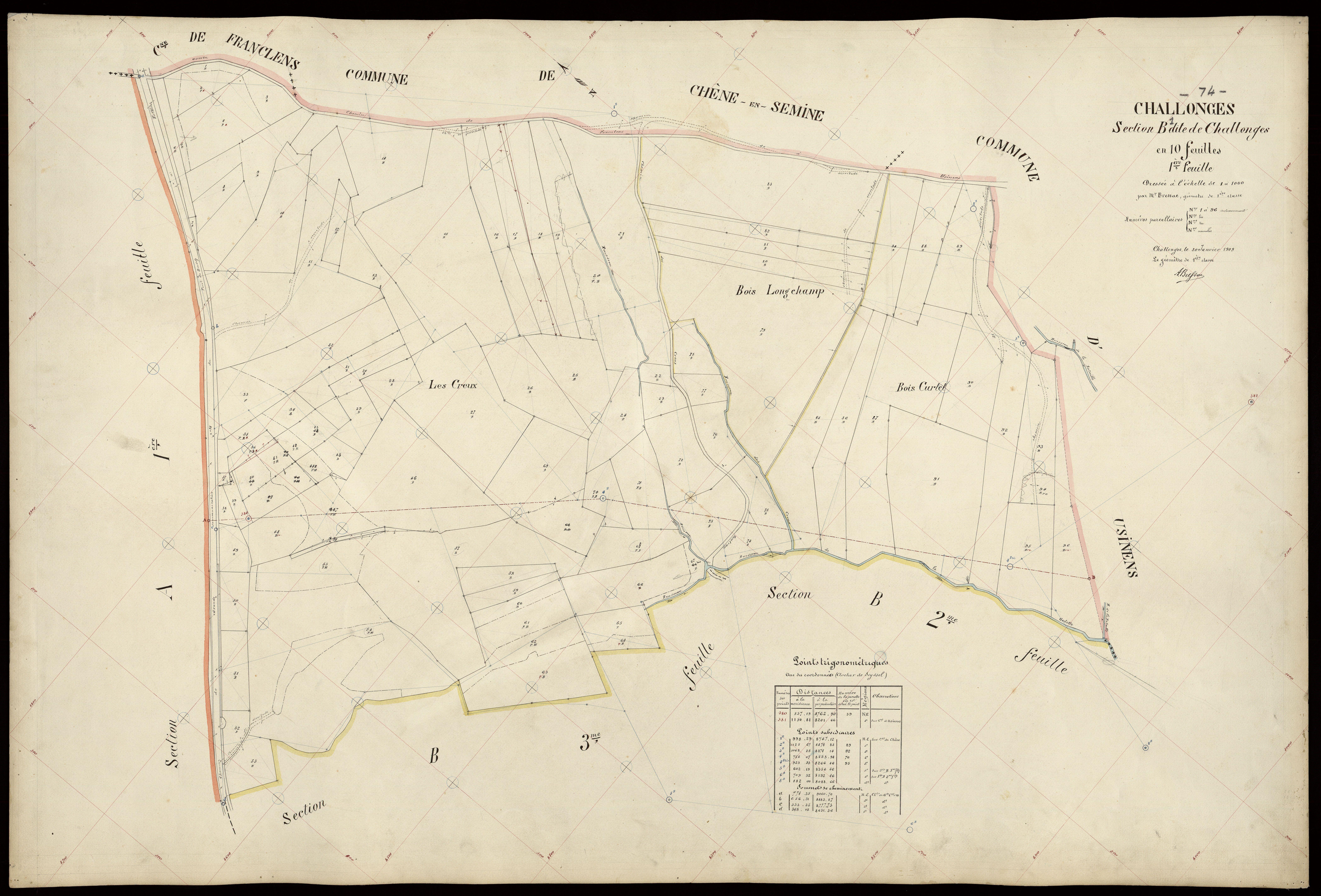 3 P 3 3200 - Feuille n° 2, parcelles n° 97 à 222 - 30 janvier 1909