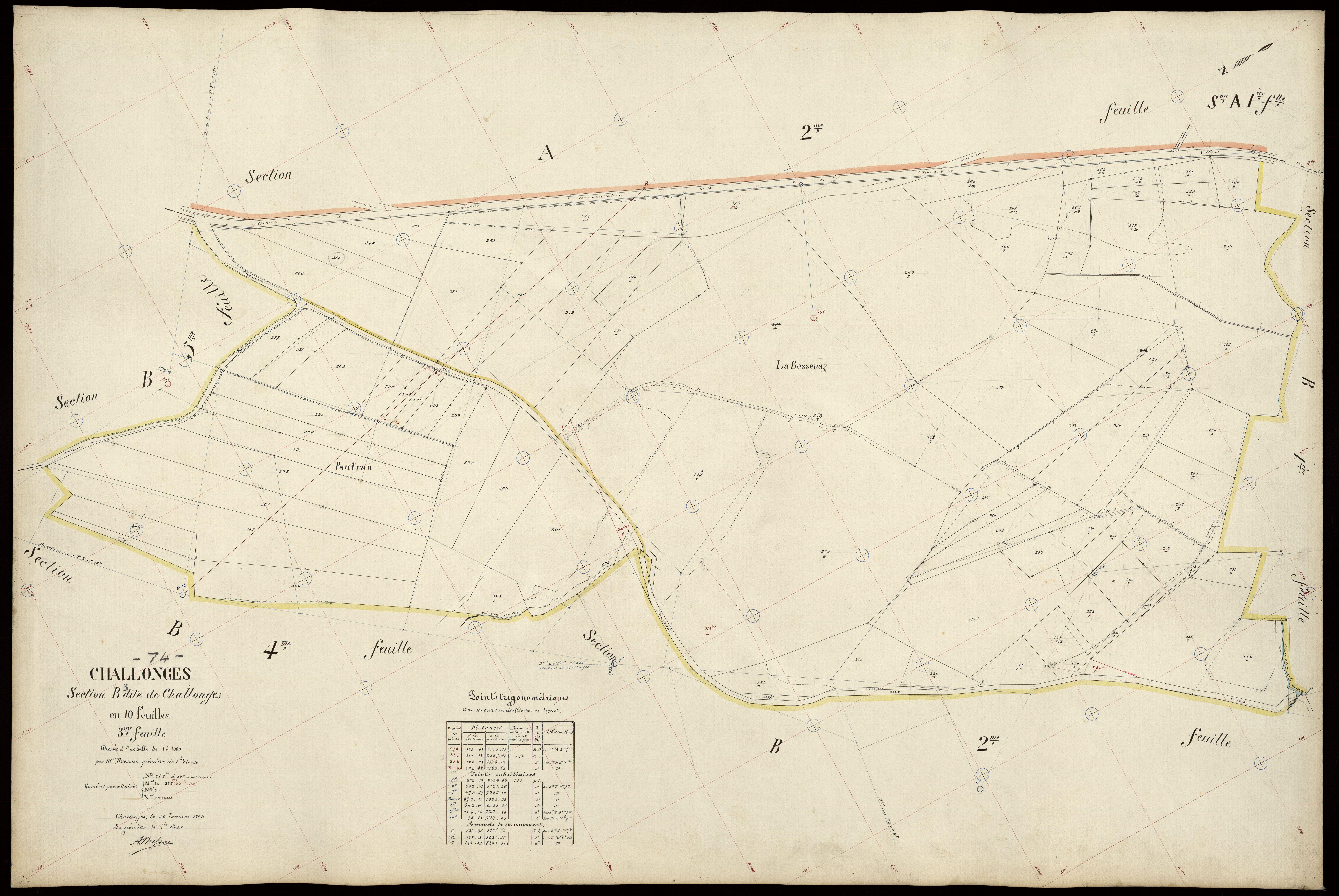 3 P 3 3202 - Feuille n° 4, parcelles n° 308 à 80 - 30 janvier 1909