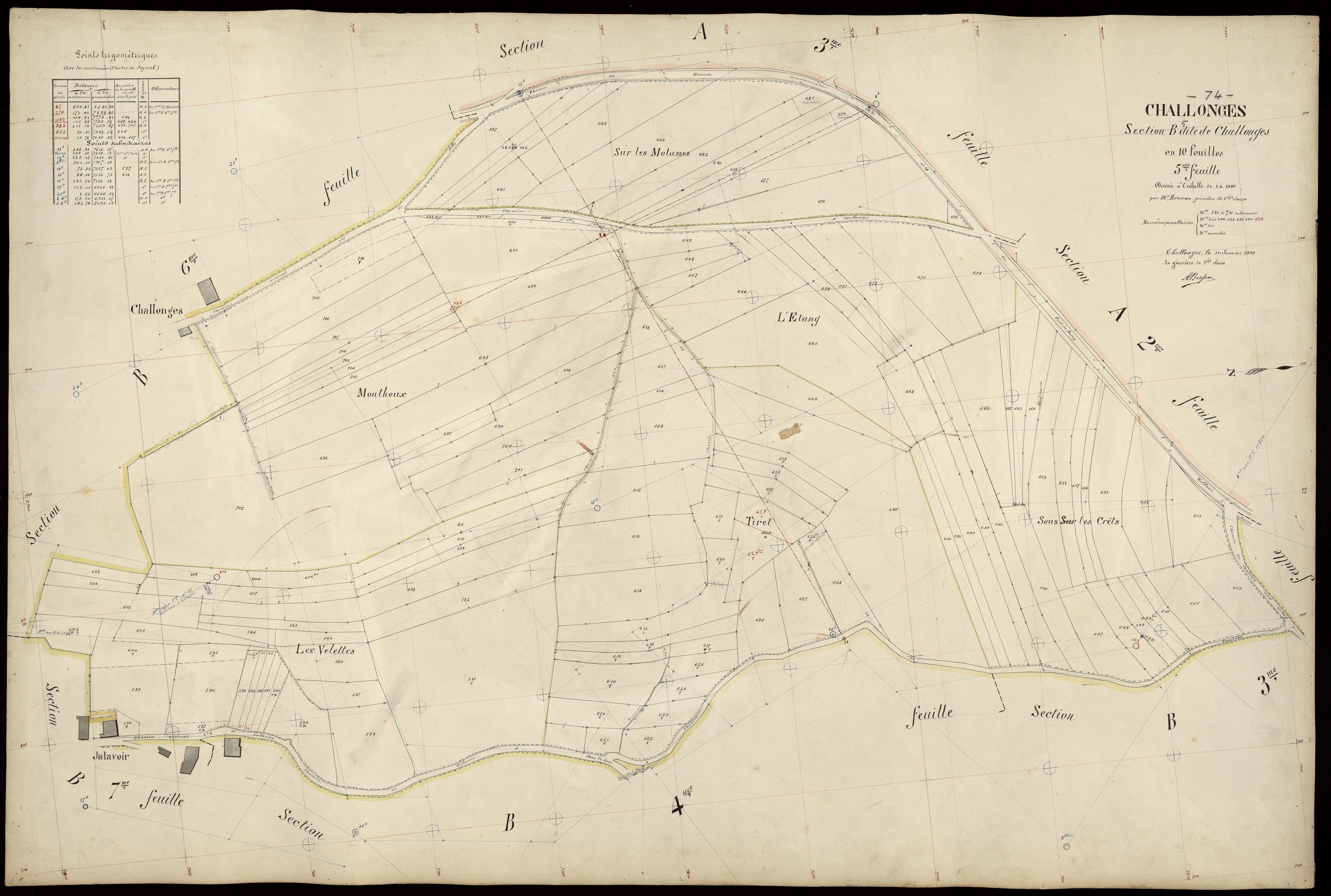 3 P 3 3204 - Feuille n° 6, parcelles n° 711 à 983 - 30 janvier 1909