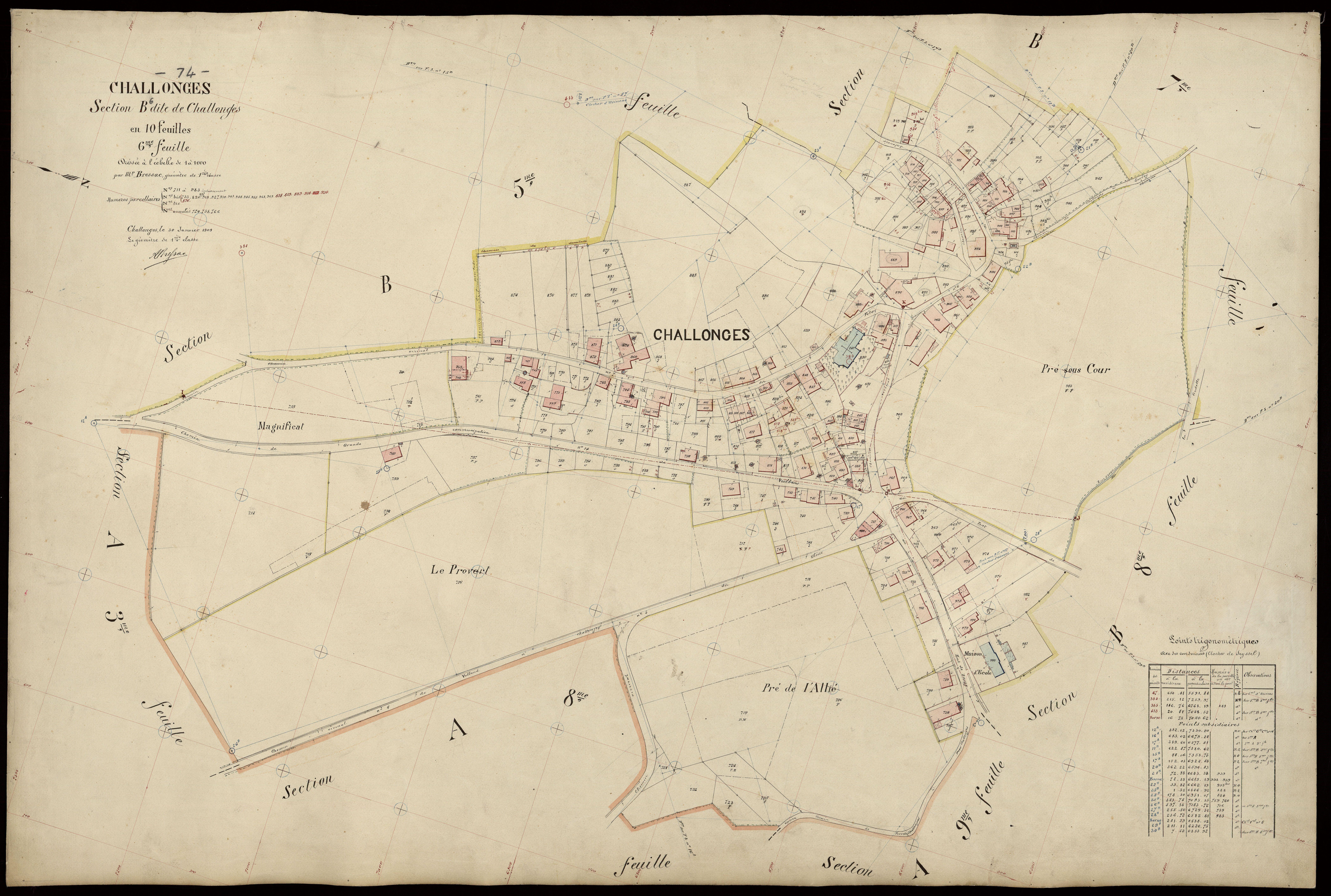 3 P 3 3205 - Feuille n° 7, parcelles n° 984 à 132 - 30 janvier 1909