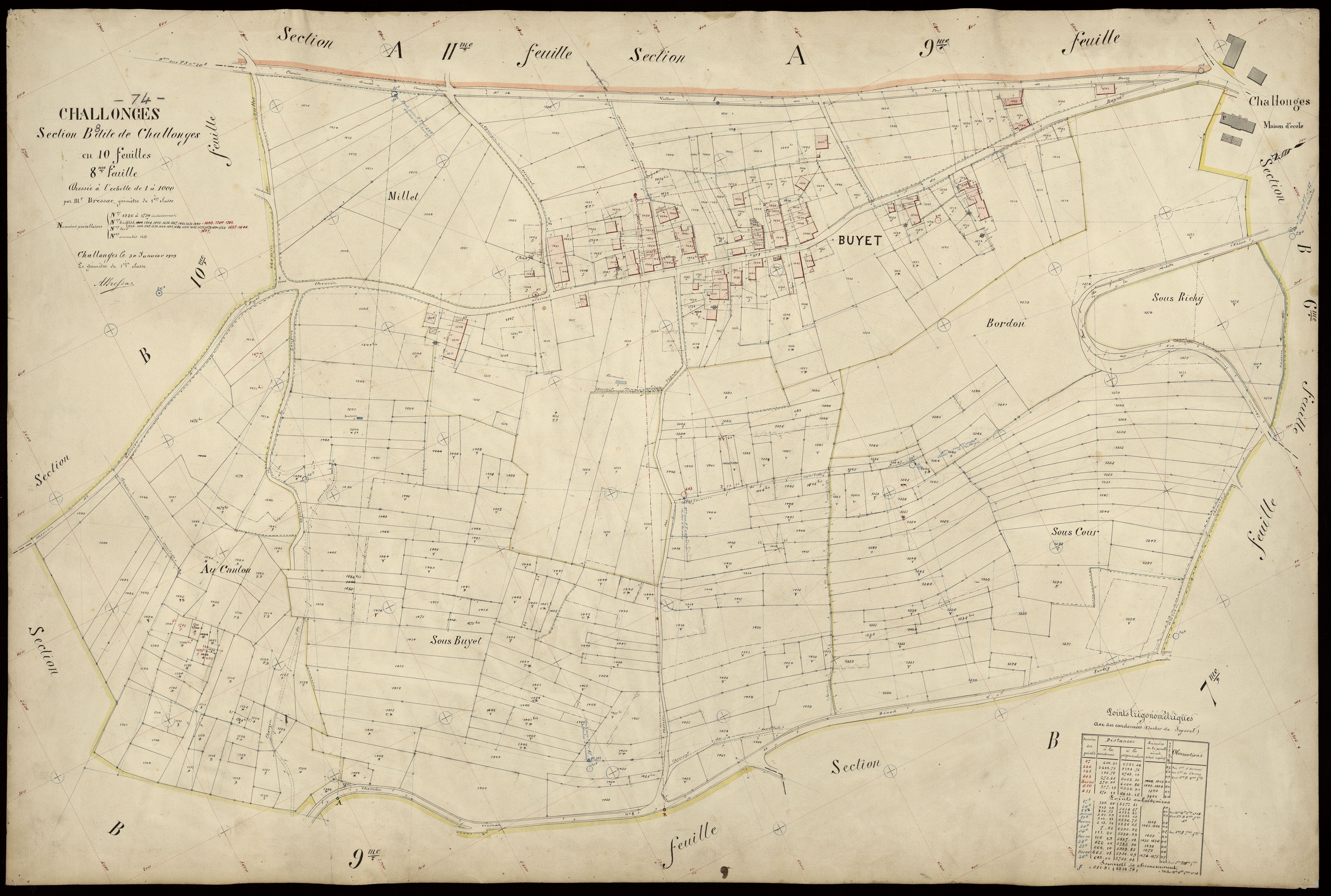 3 P 3 3207 - Feuille n° 9, parcelles n° 1731 à 1887 - 30 janvier 1909