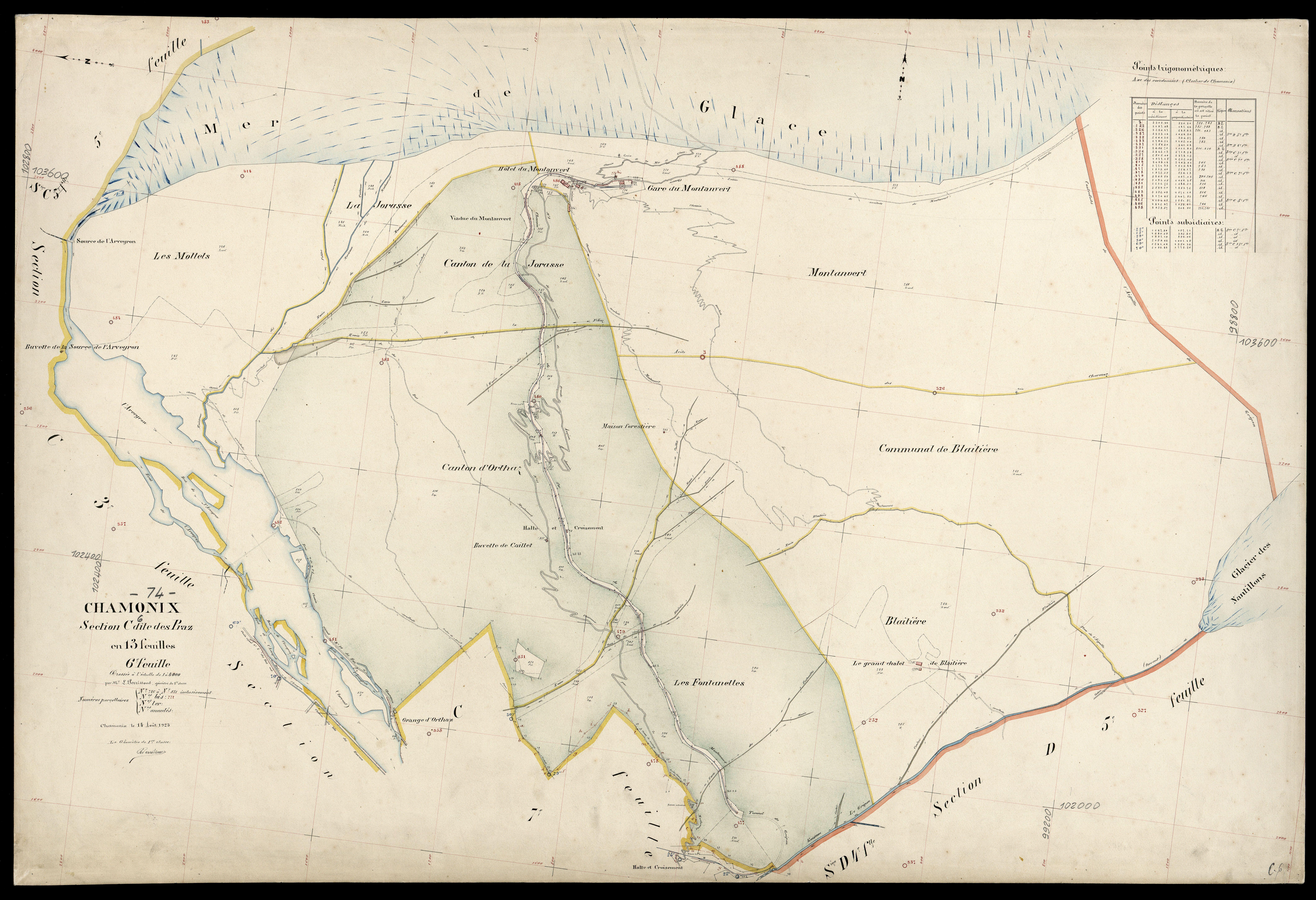 3 P 3 3245 - Feuille n° 7, parcelles n° 832 à 1244 - 14 août 1923