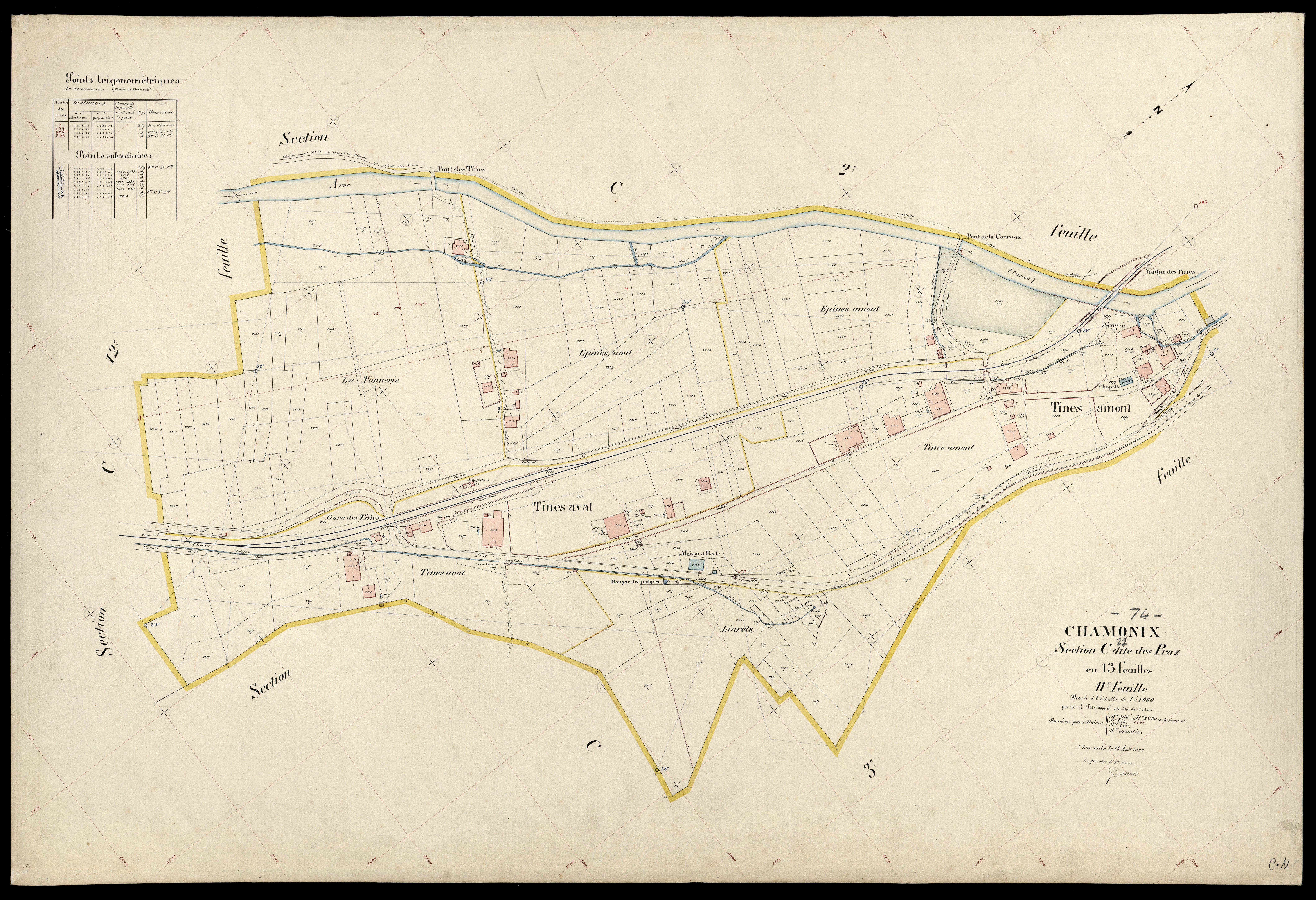 3 P 3 3250 - Feuille n° 12, parcelles n° 2421 à 2664 - 14 août 1923