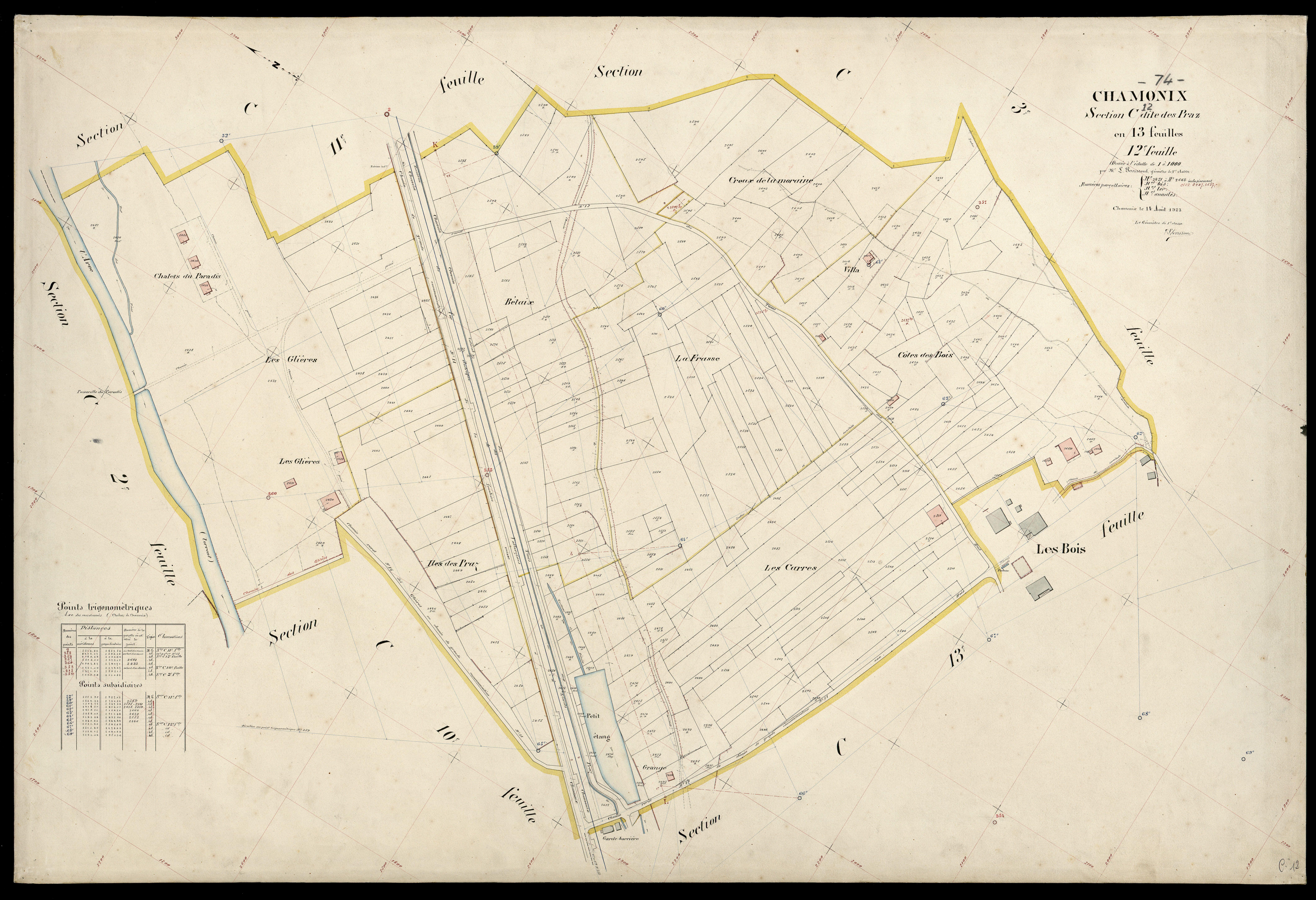 3 P 3 3251 - Feuille n° 13, parcelles n° 266 à 308 - 14 août 1923